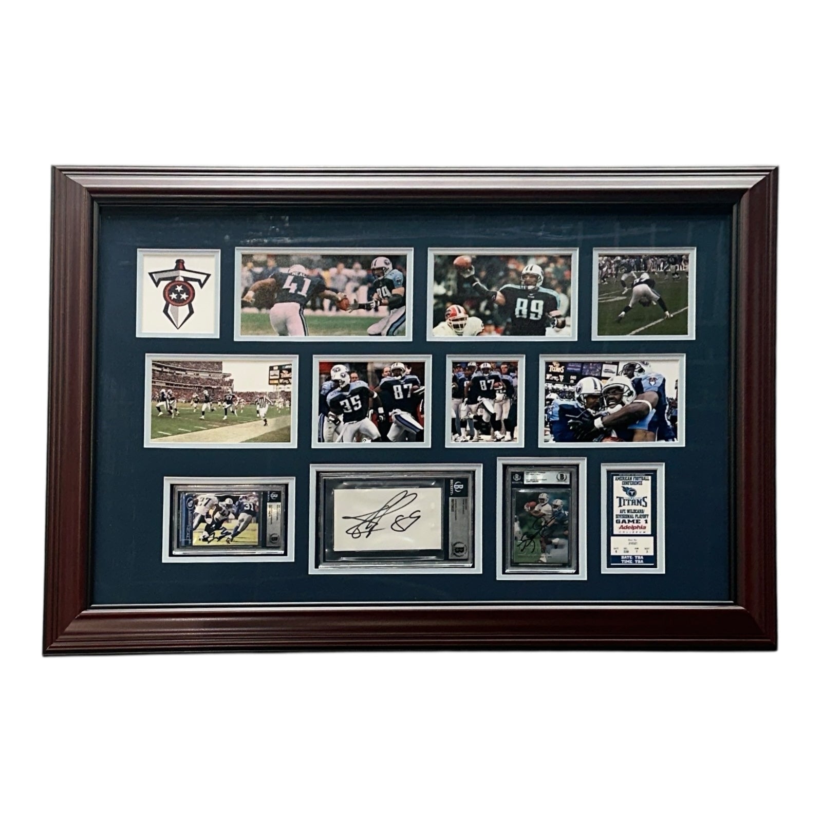 Tennessee Titans Music City Miracle Collage Deluxe Framed Piece with Kevin Dyson, Lorenzo Neal, and Frank Wycheck Autographs - Beckett