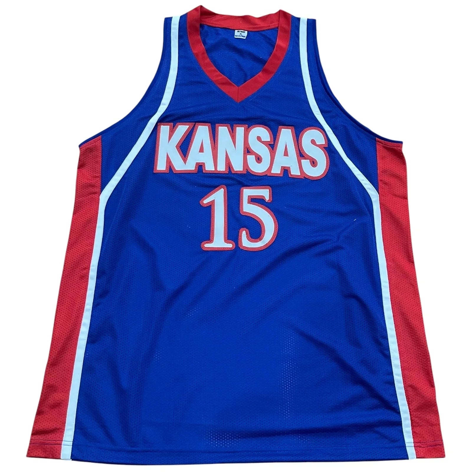 Mario Chalmers Autographed Kansas Jayhawks (Blue #15) Custom Jersey w/ "08 Champs" - JSA