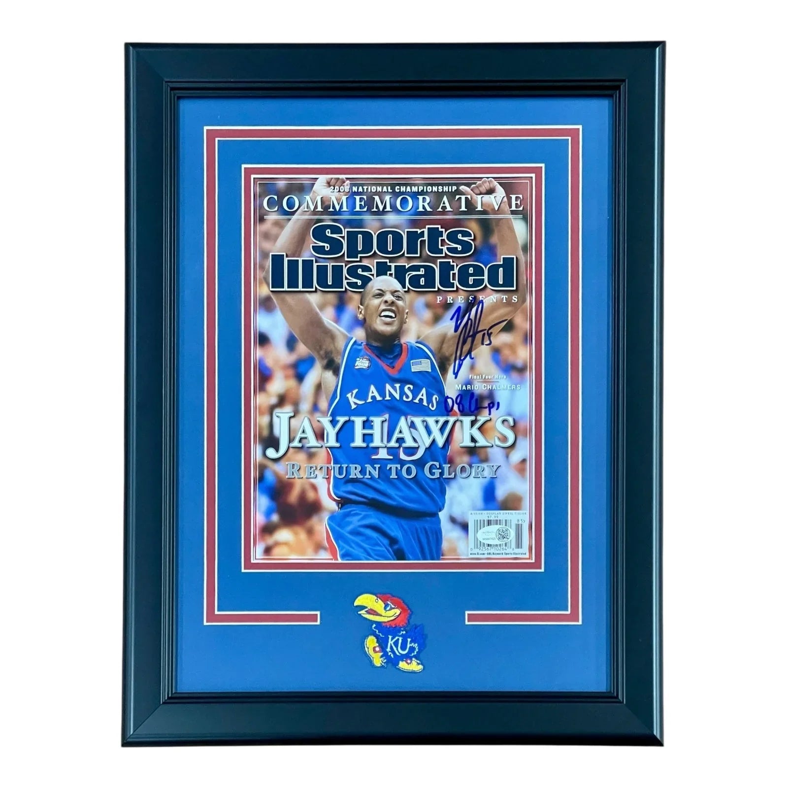 Mario Chalmers Autographed Kansas Jayhawks Deluxe Framed Commemorative Sports Illustrated - JSA