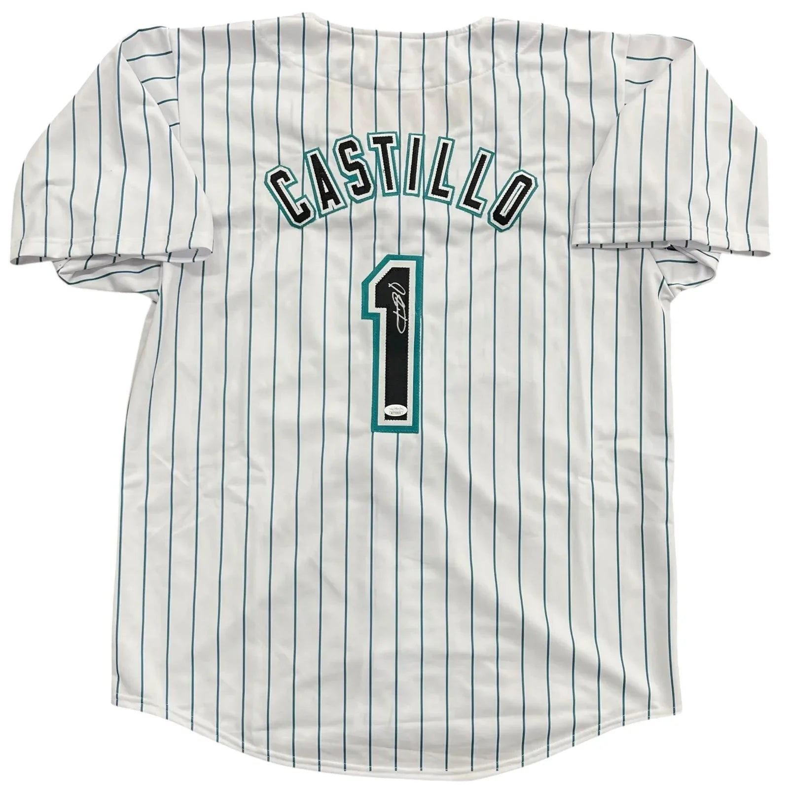 Luis Castillo Autographed Florida Marlins (Pinstripe #1) Custom Jersey - JSA