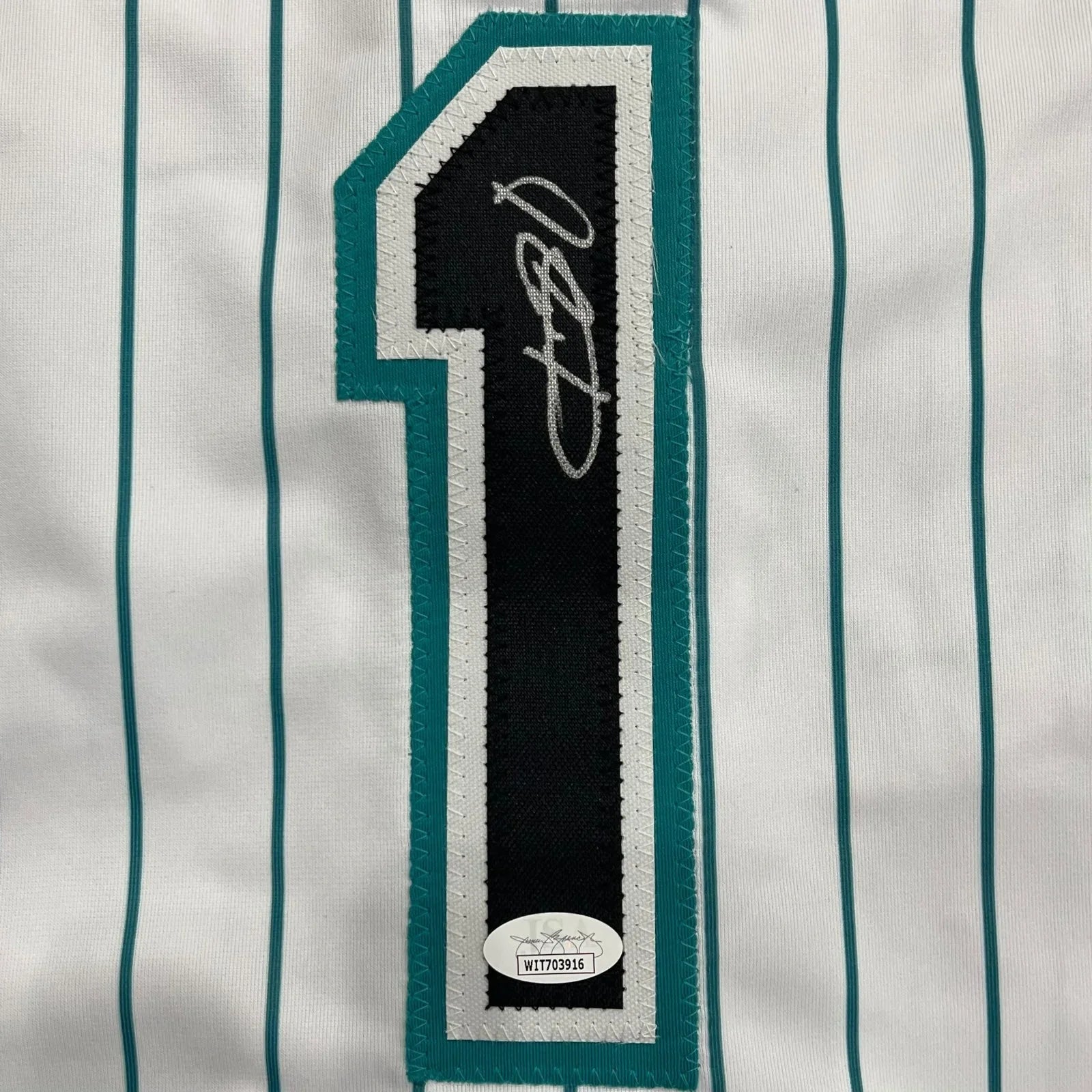 Luis Castillo Autographed Florida Marlins (Pinstripe #1) Custom Jersey - JSA