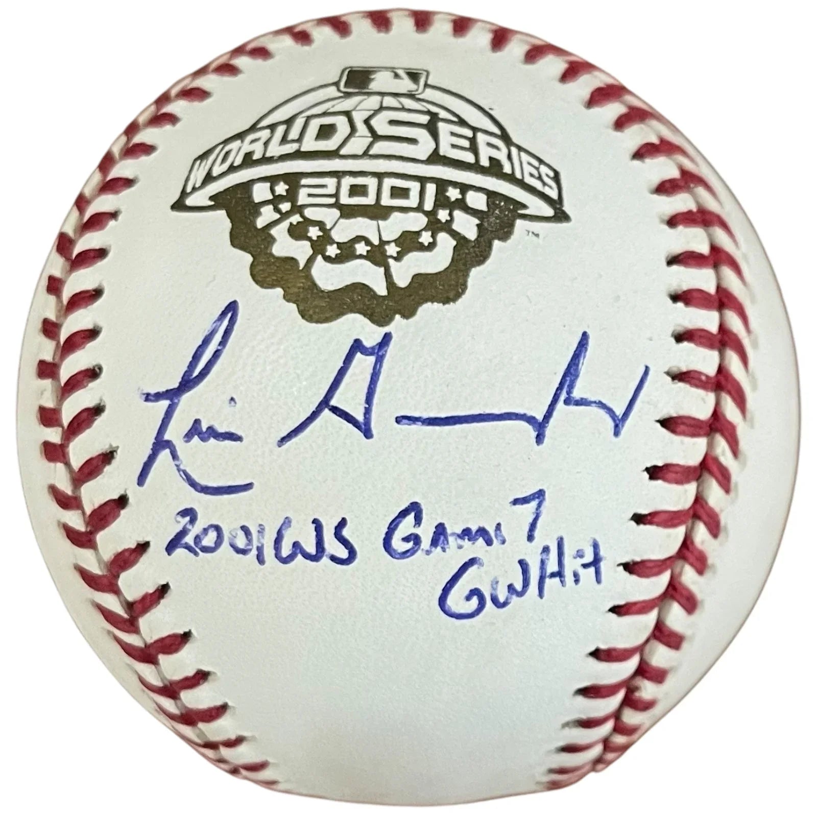 Luis Gonzalez Autographed 2001 World Series Logo Baseball w/ Inscription in Deluxe Case - JSA