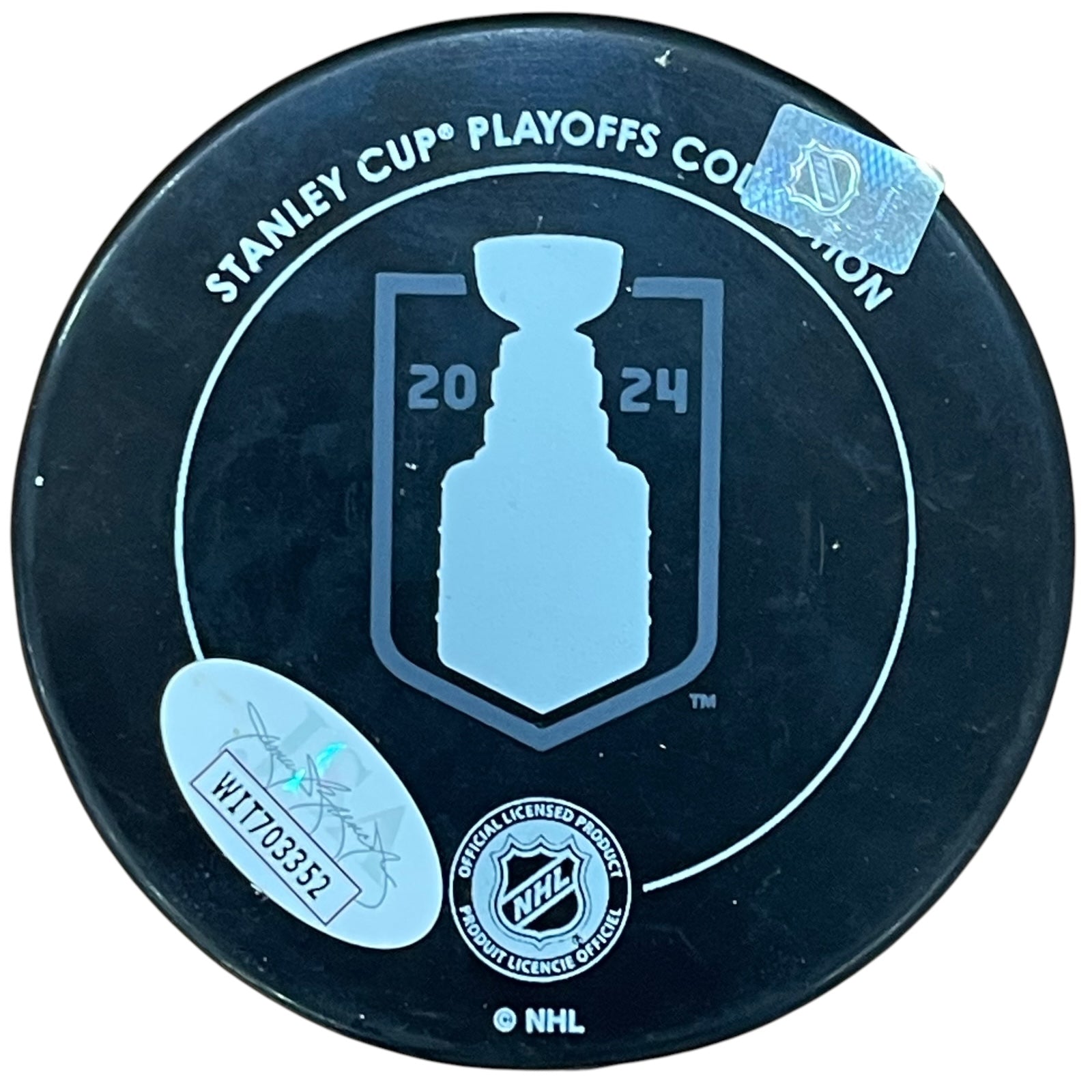 Sam Reinhart Autographed Florida Panthers (2024 Stanley Cup Champs Logo) Hockey Puck - JSA