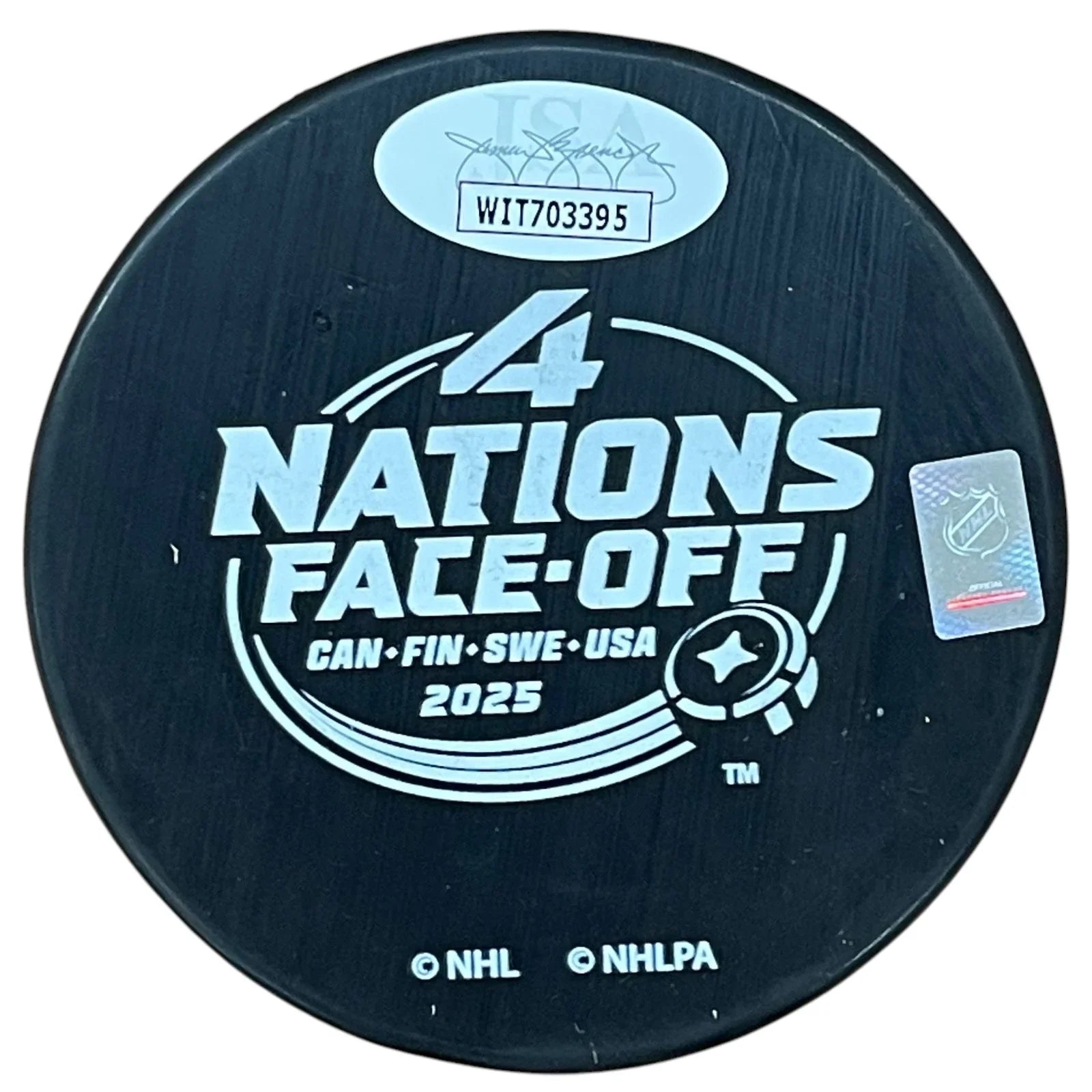 Sam Reinhart Autographed Team Canada 4 Nations Hockey Puck w/ "Champs" - JSA