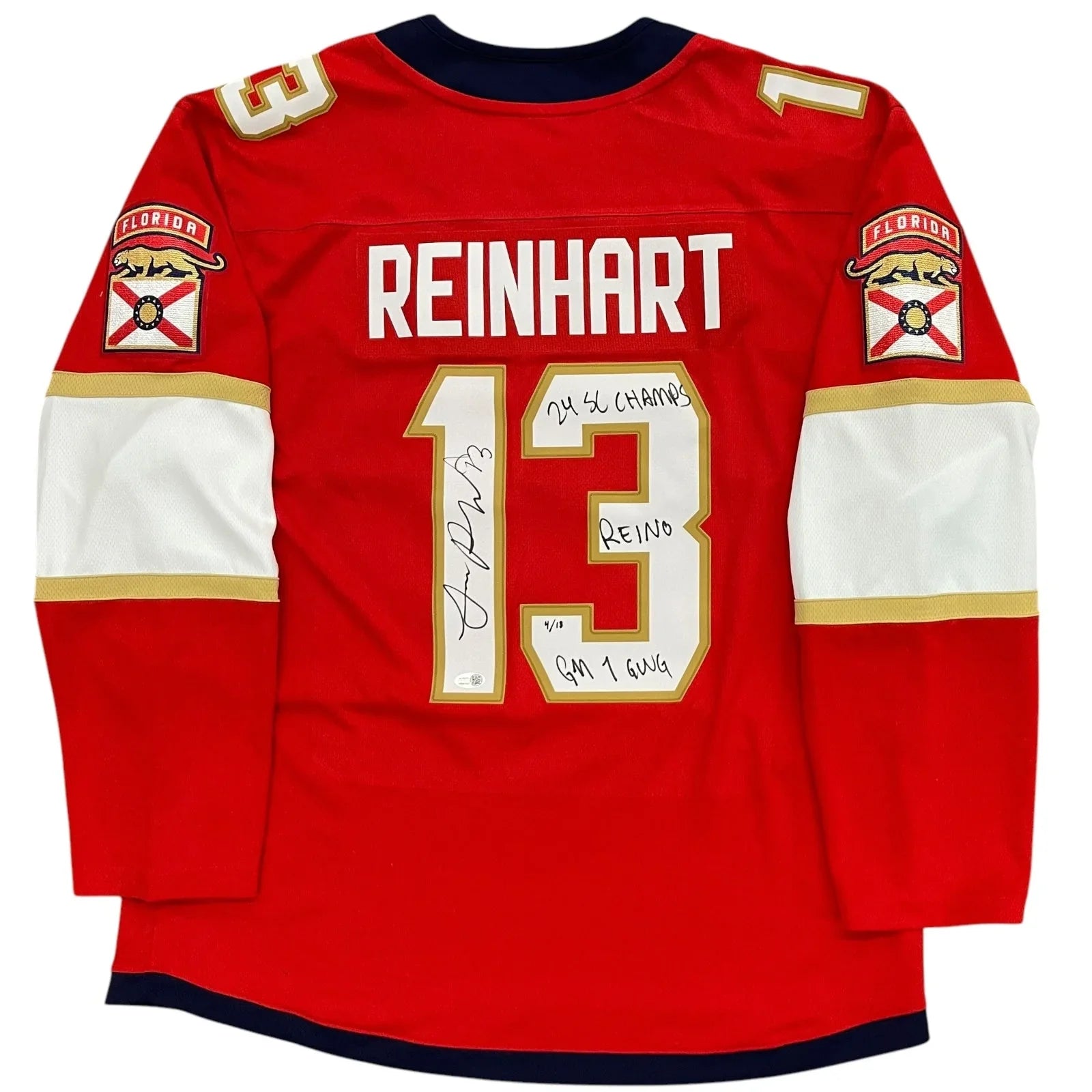 Sam Reinhart Autographed Florida Panthers (Red #13) Breakaway Hockey Jersey w/ 3 Inscriptions - Limited Edition of 13 - JSA