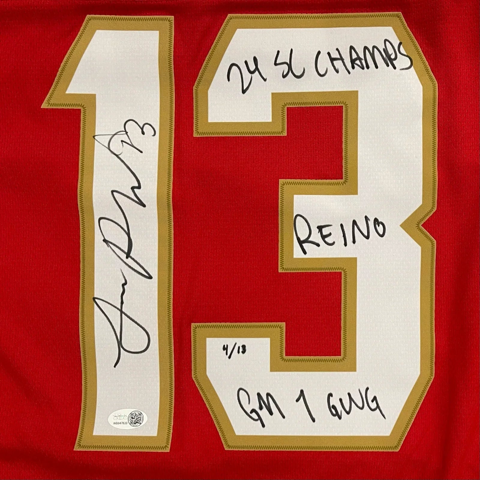 Sam Reinhart Autographed Florida Panthers (Red #13) Breakaway Hockey Jersey w/ 3 Inscriptions - Limited Edition of 13 - JSA