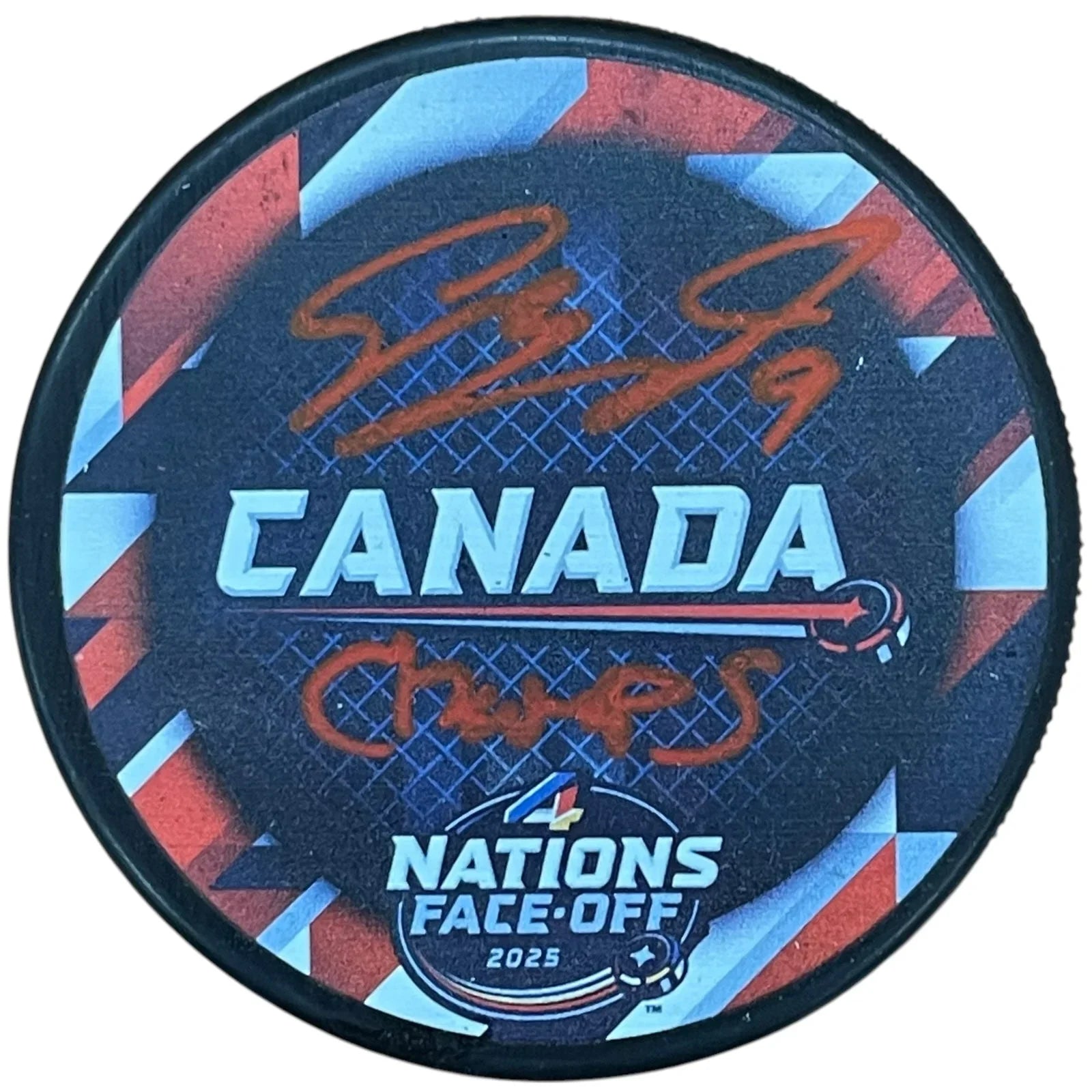 Sam Bennett Autographed Team Canada 4 Nations Hockey Puck w/ "Champs" - JSA
