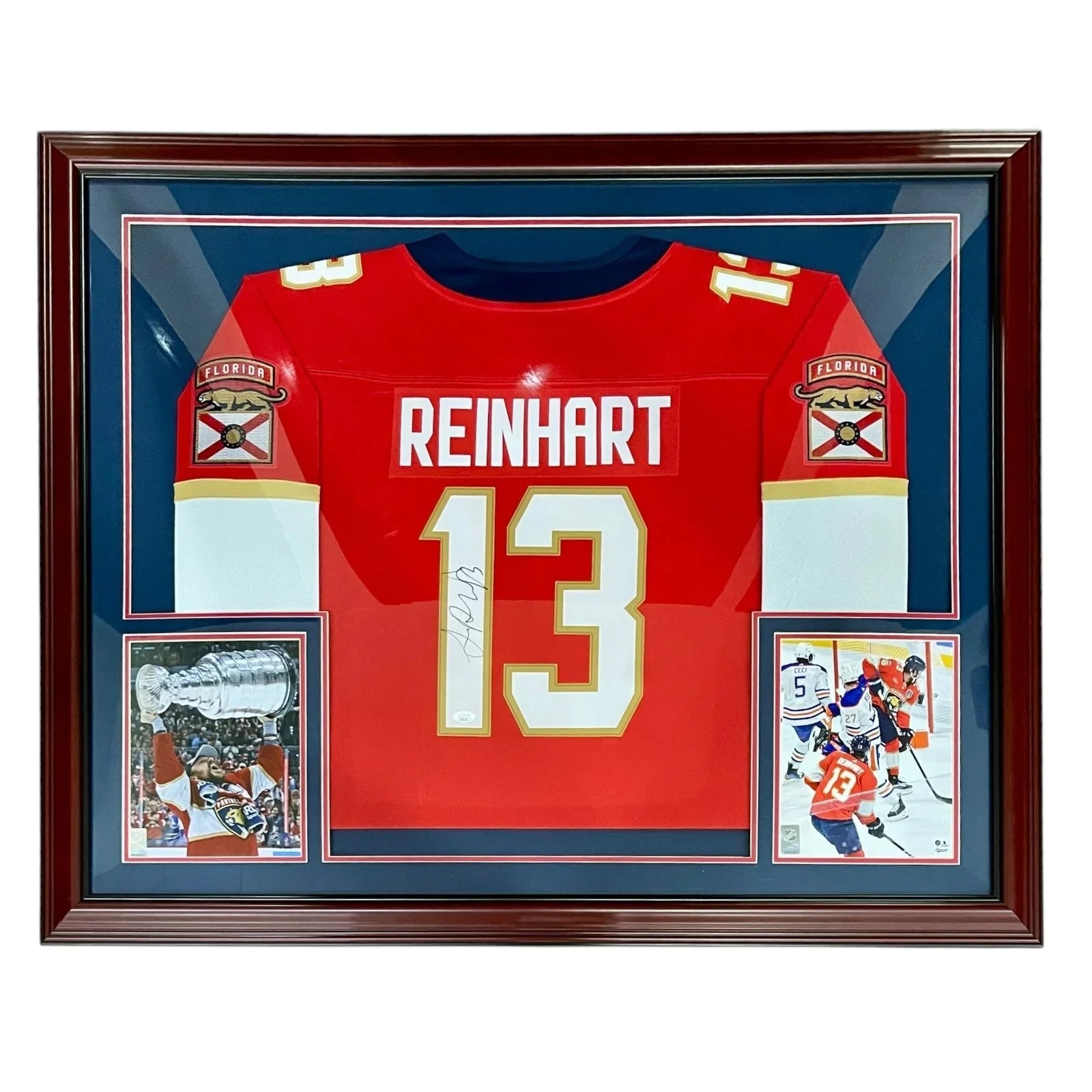 Sam Reinhart Autographed Florida Panthers (Breakaway Red #13) Deluxe Framed Jersey - JSA