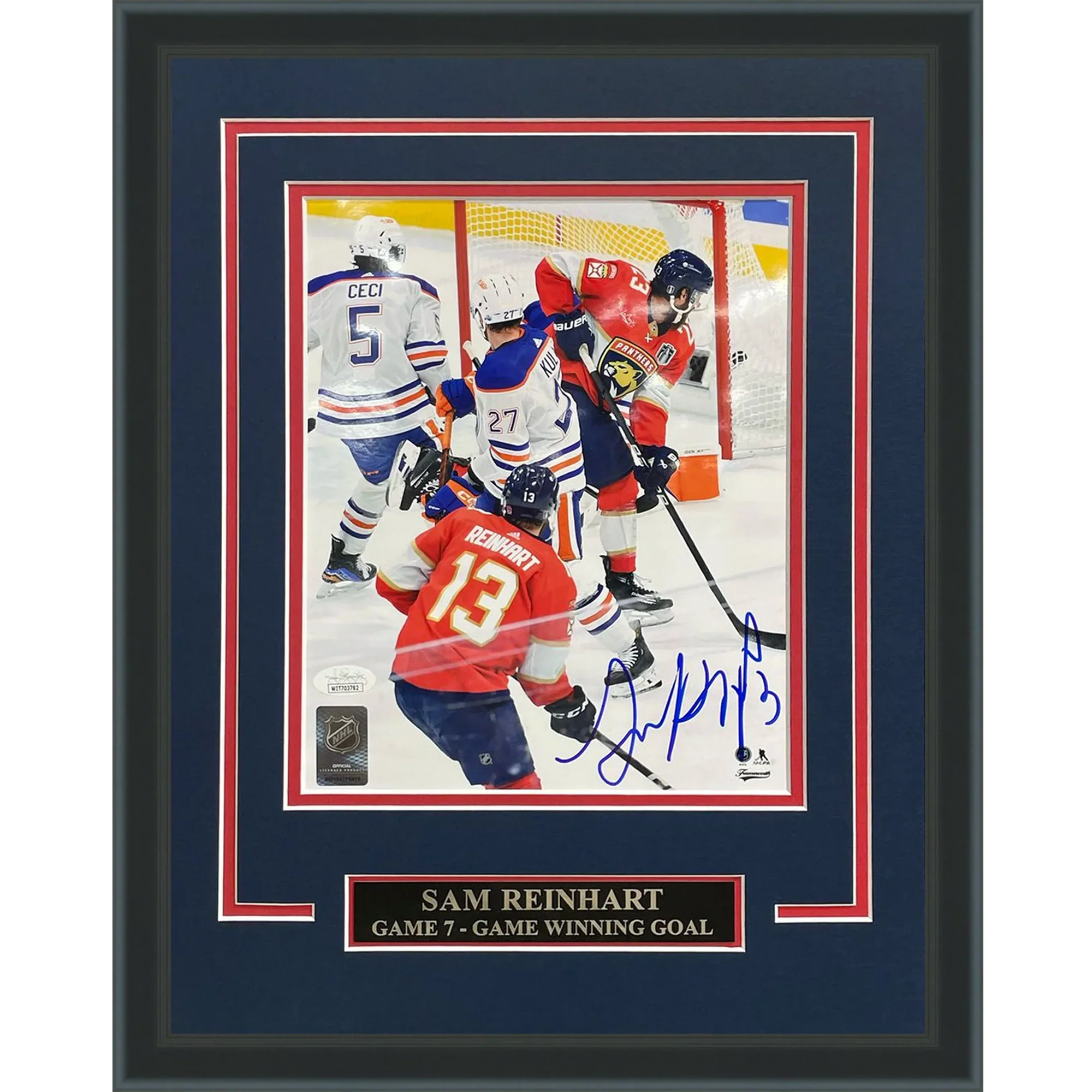 Sam Reinhart Autographed Florida Panthers (SC Game Winning Goal) Deluxe Framed 8x10 Photo - JSA