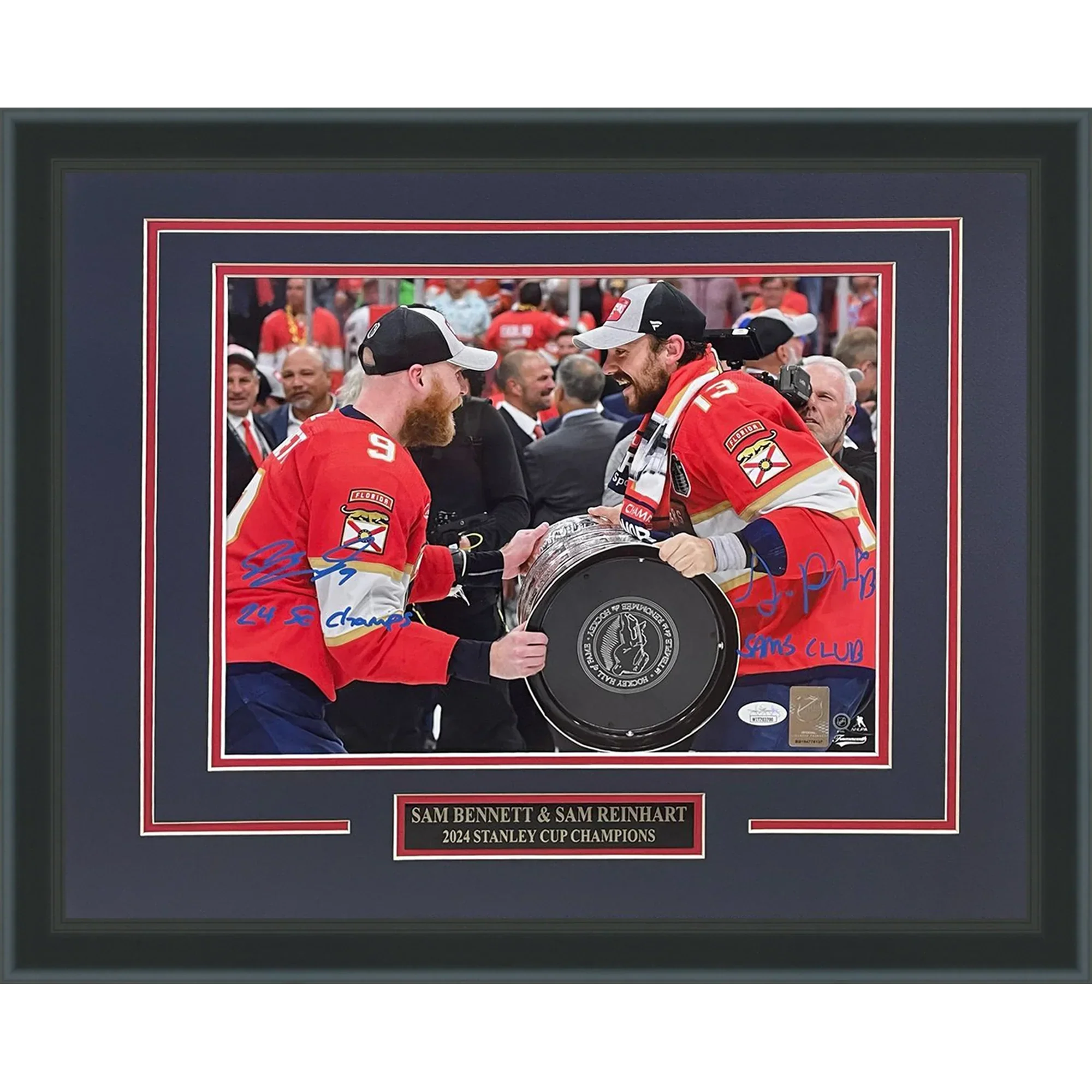 Sam Bennett And Sam Reinhart Autographed Florida Panthers (Stanley Cup Trophy) Deluxe Framed 11x14 Photo w/ 2 Inscriptions - JSA