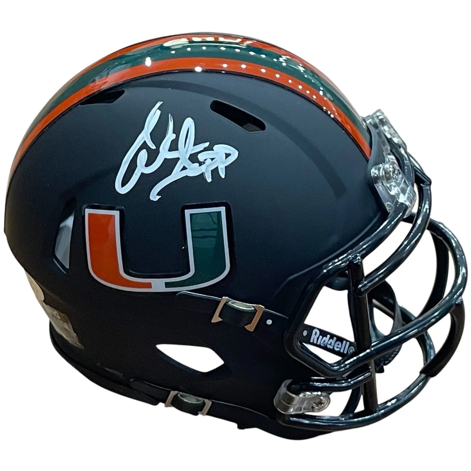 Warren Sapp Autographed Miami Hurricanes (Black Nights) Mini Helmet - JSA