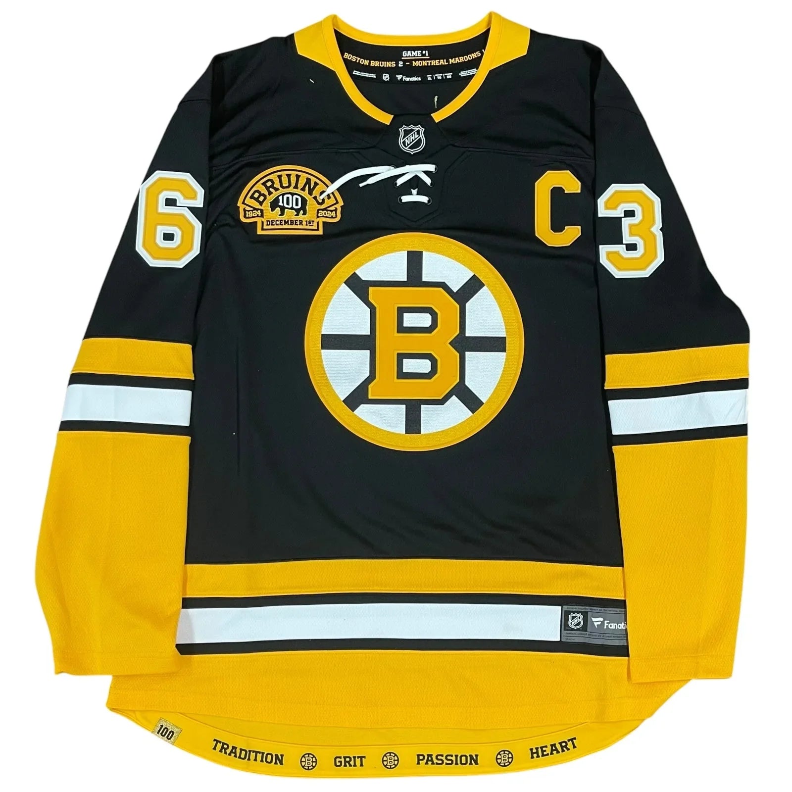 Brad Marchand Autographed Boston Bruins (Black #63) Authentic Premier 100th Anniversary Jersey - JSA