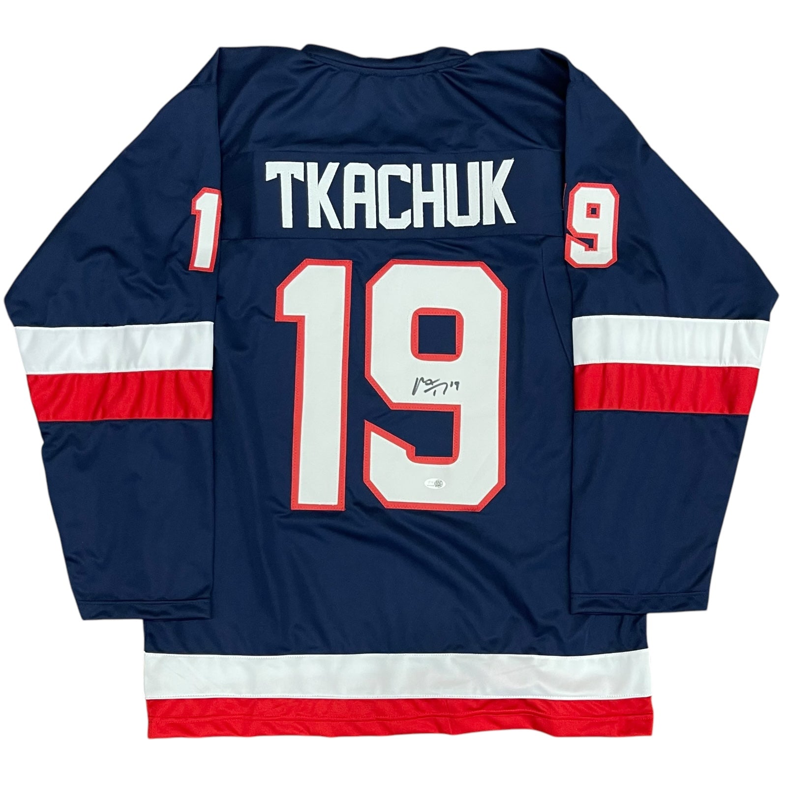 Matthew Tkachuk Autographed Team USA 4 Nations (Blue #19) Custom Jersey - JSA