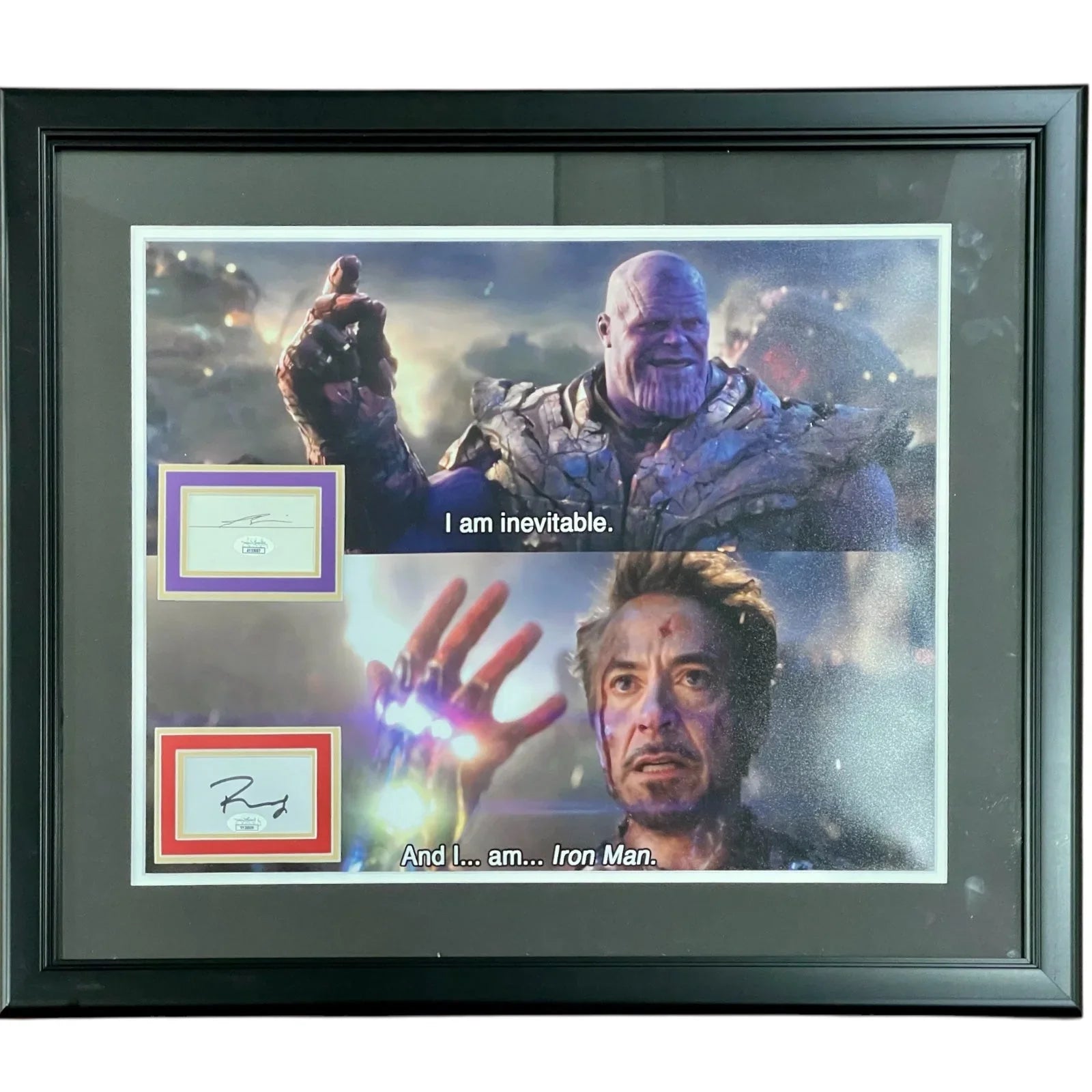 Robert Downey Jr And Josh Brolin Autographed Avengers Endgame Snap Deluxe Framed 16x20 Movie Photo Piece - JSA
