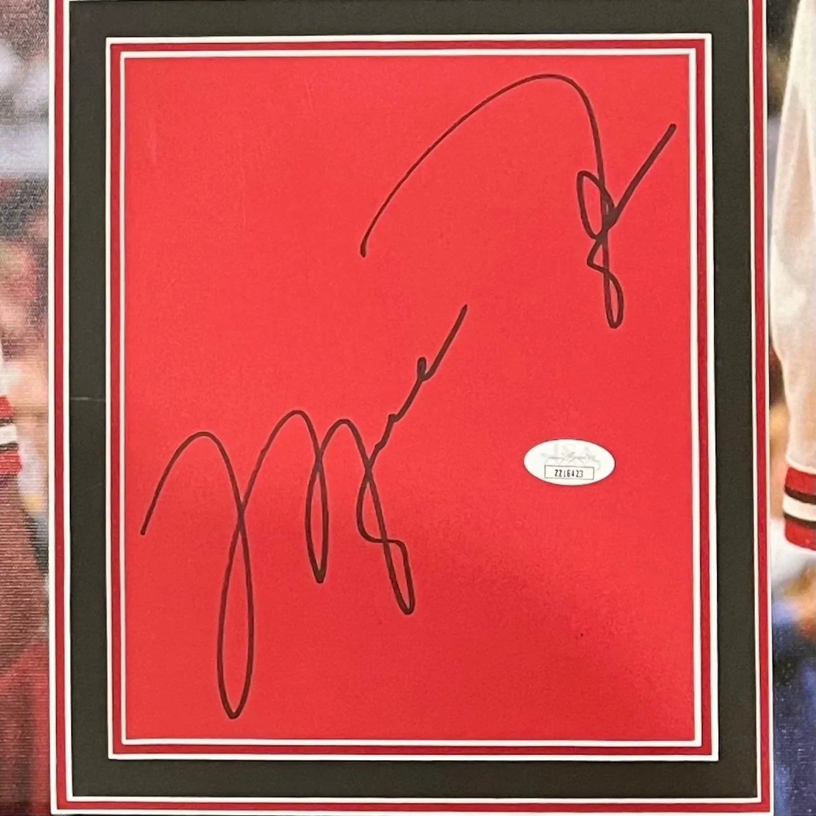 Michael Jordan And Scottie Pippen Autographs Deluxe Framed over Chicago Bulls Full-Size Poster - UDA JSA