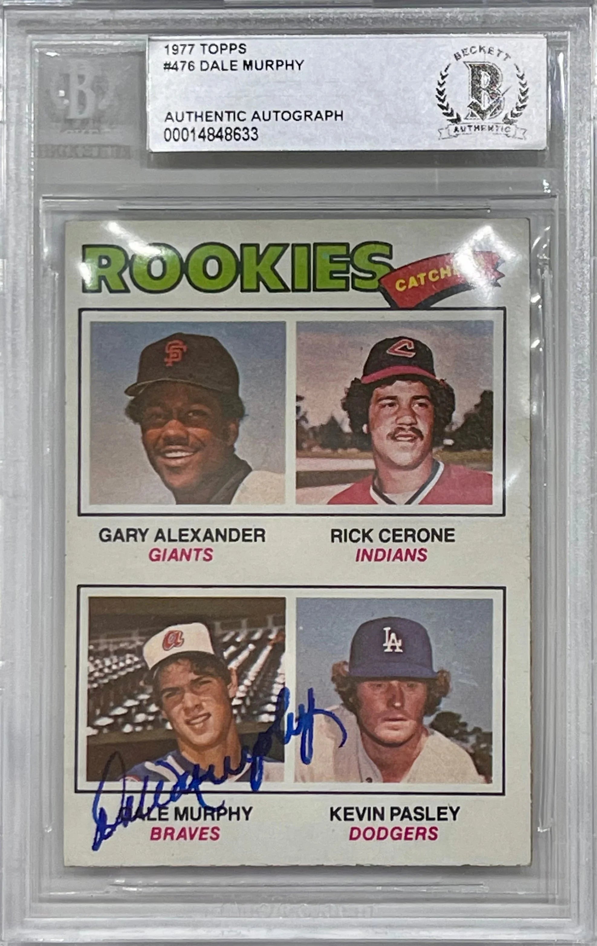 Dale Murphy Autographed 1977 Topps Atlanta Braves Rookie Card - Beckett