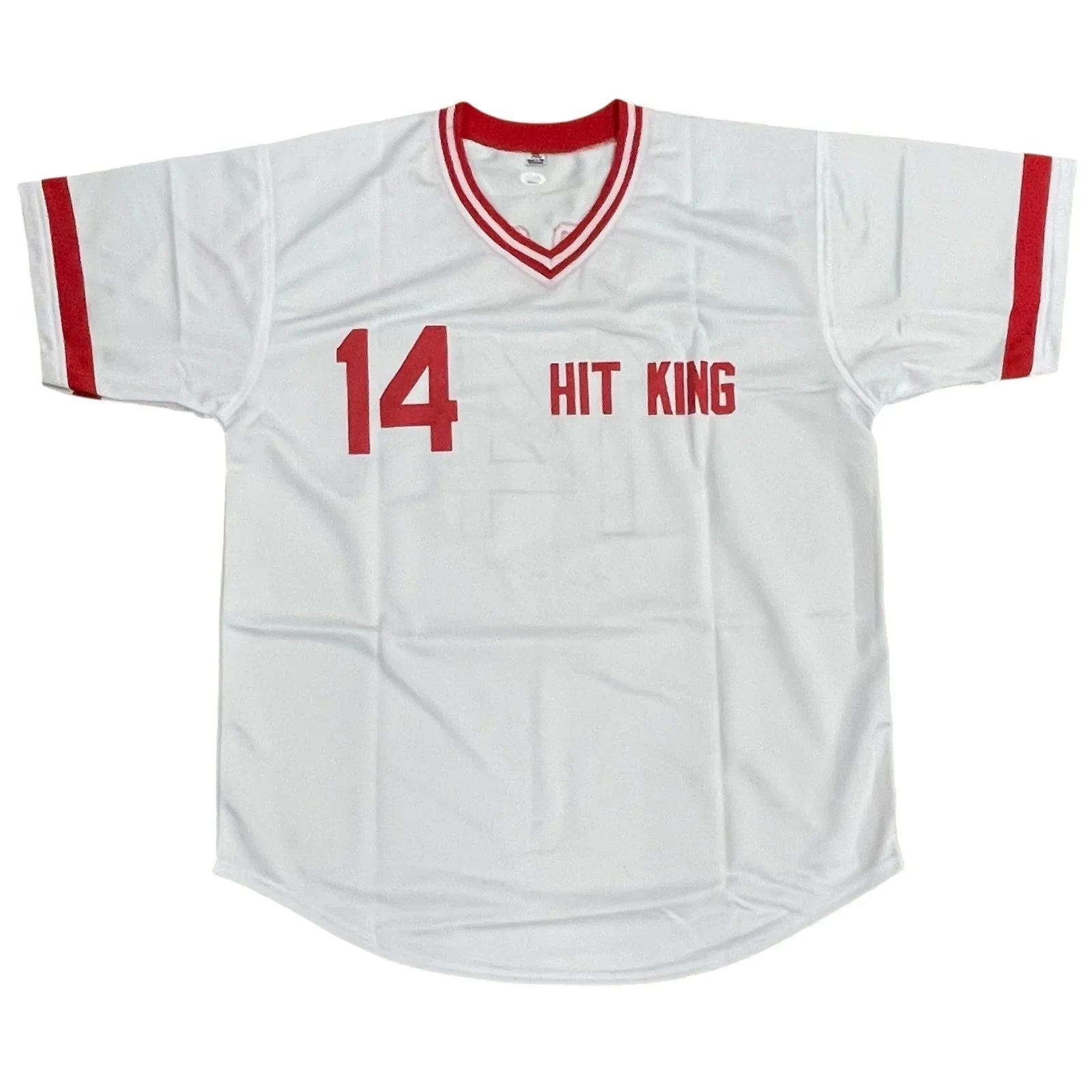Pete Rose Autographed Cincinnati (White #14) Custom Jersey - Under Number - JSA