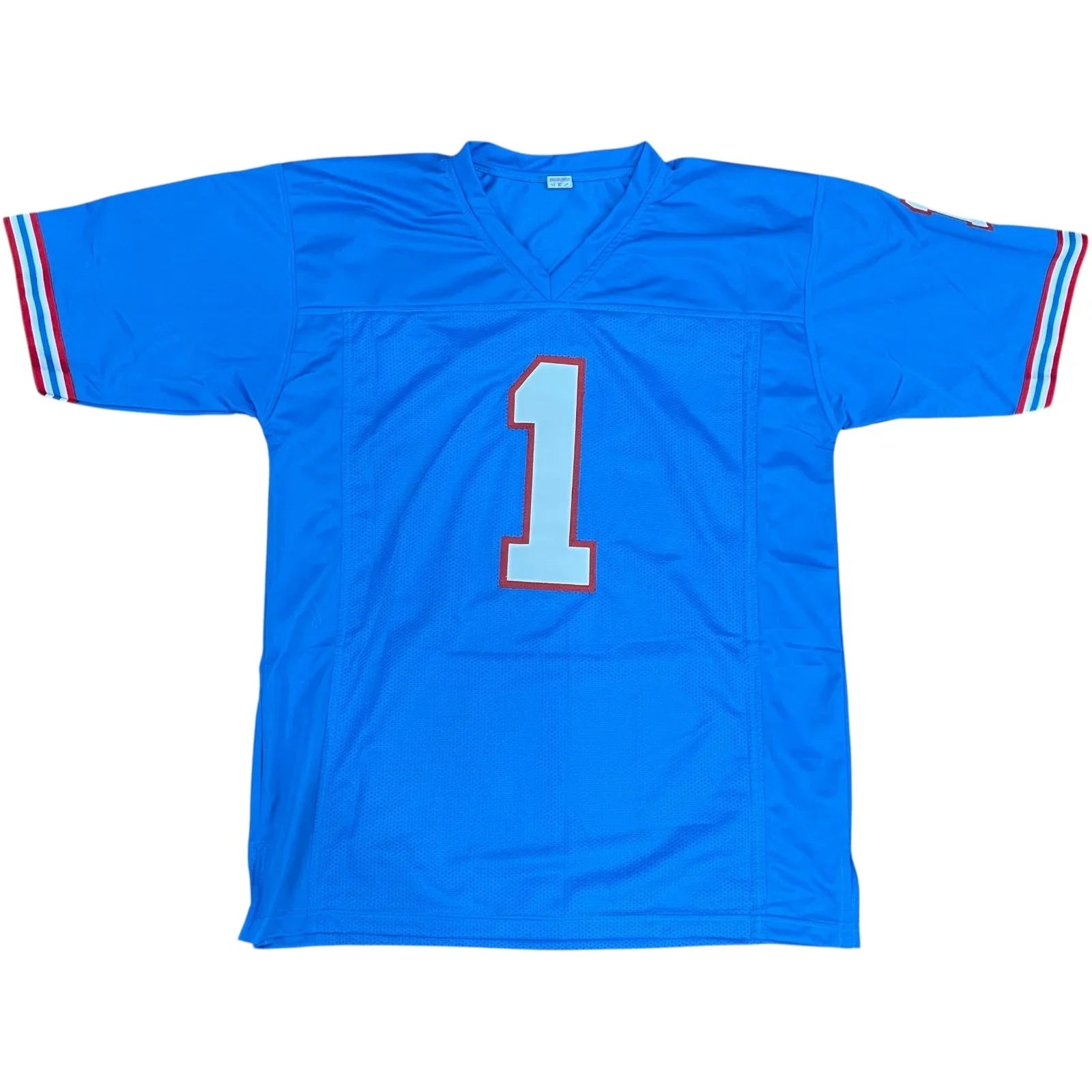 Cameron Cam Ward Autographed Tennessee (Houston Throwback Baby Blue #1) Custom Jersey - JSA