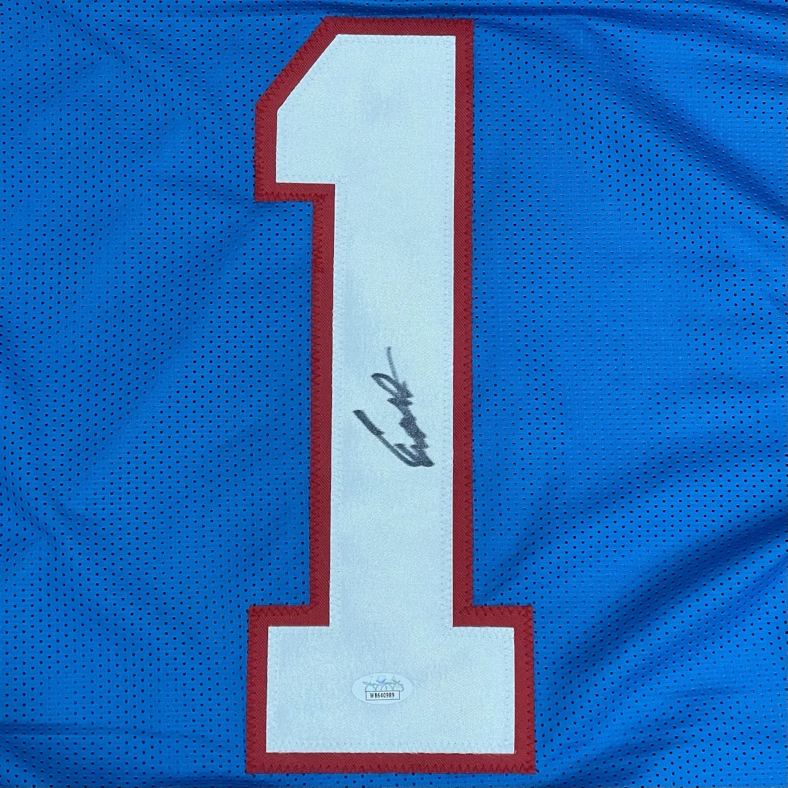 Cameron Cam Ward Autographed Tennessee (Houston Throwback Baby Blue #1) Custom Jersey - JSA