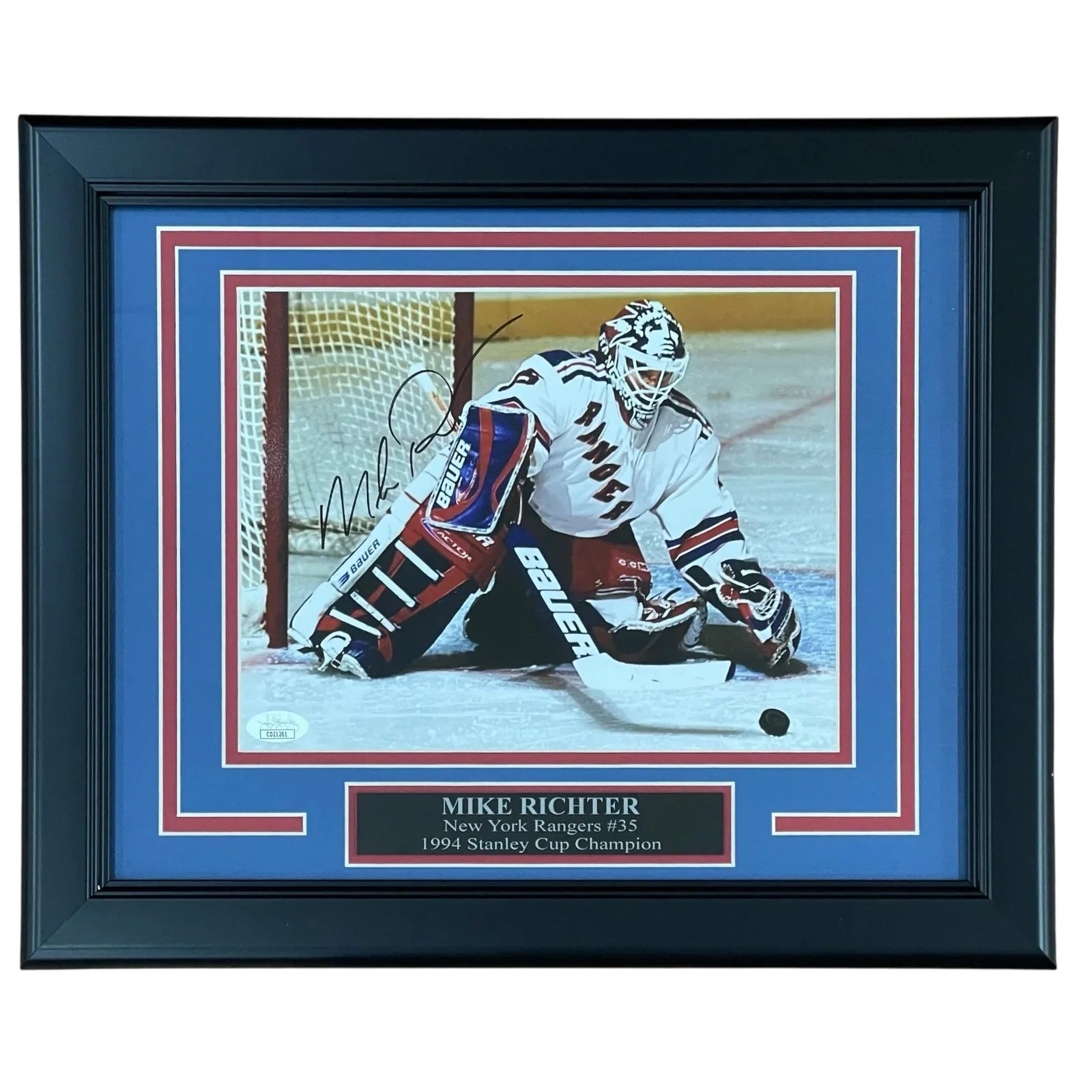 Mike Richter Autographed New York Rangers Deluxe Framed 8x10 Photo