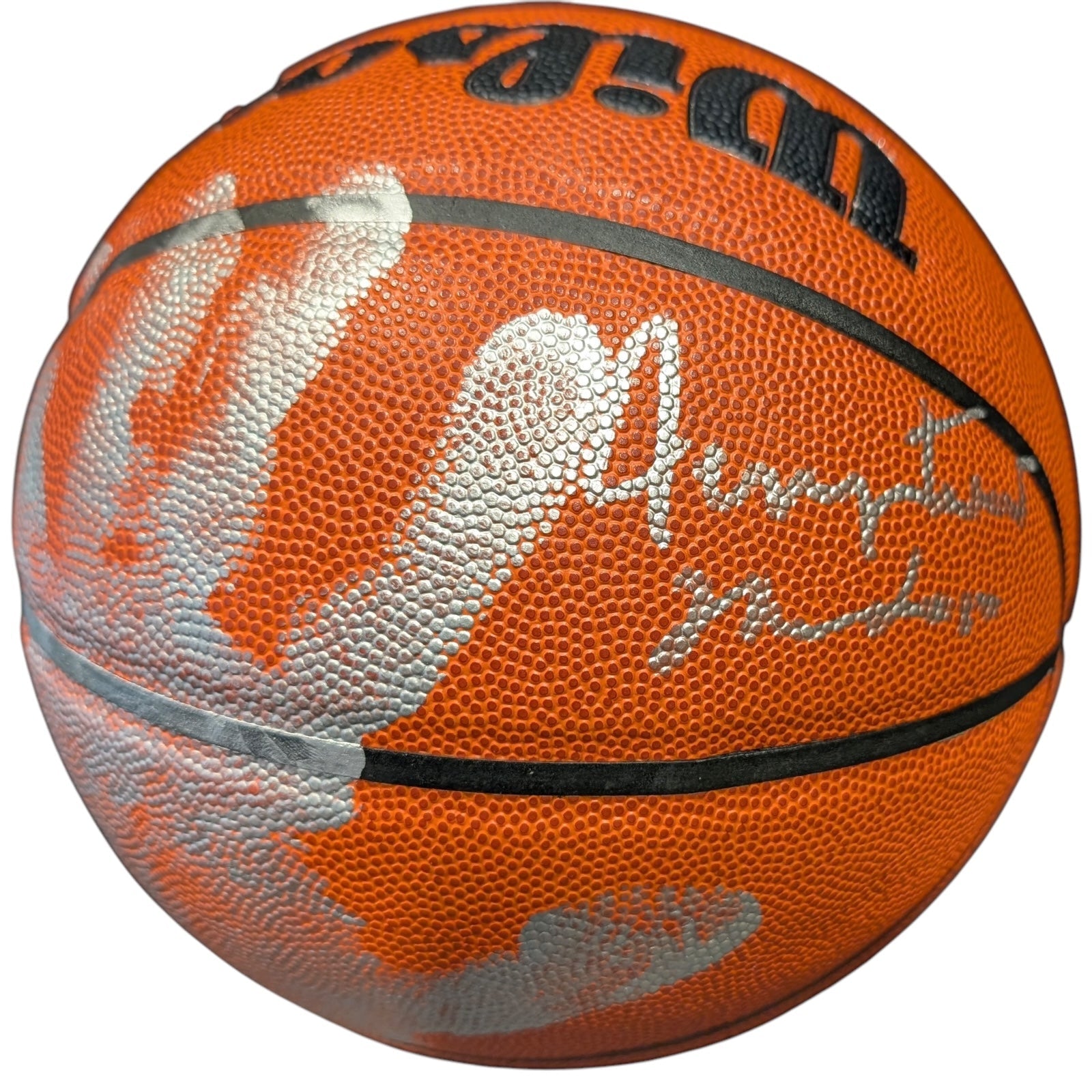 Jerry West Autographed NBA Basketball with Hand Print and "The Logo" Inscription