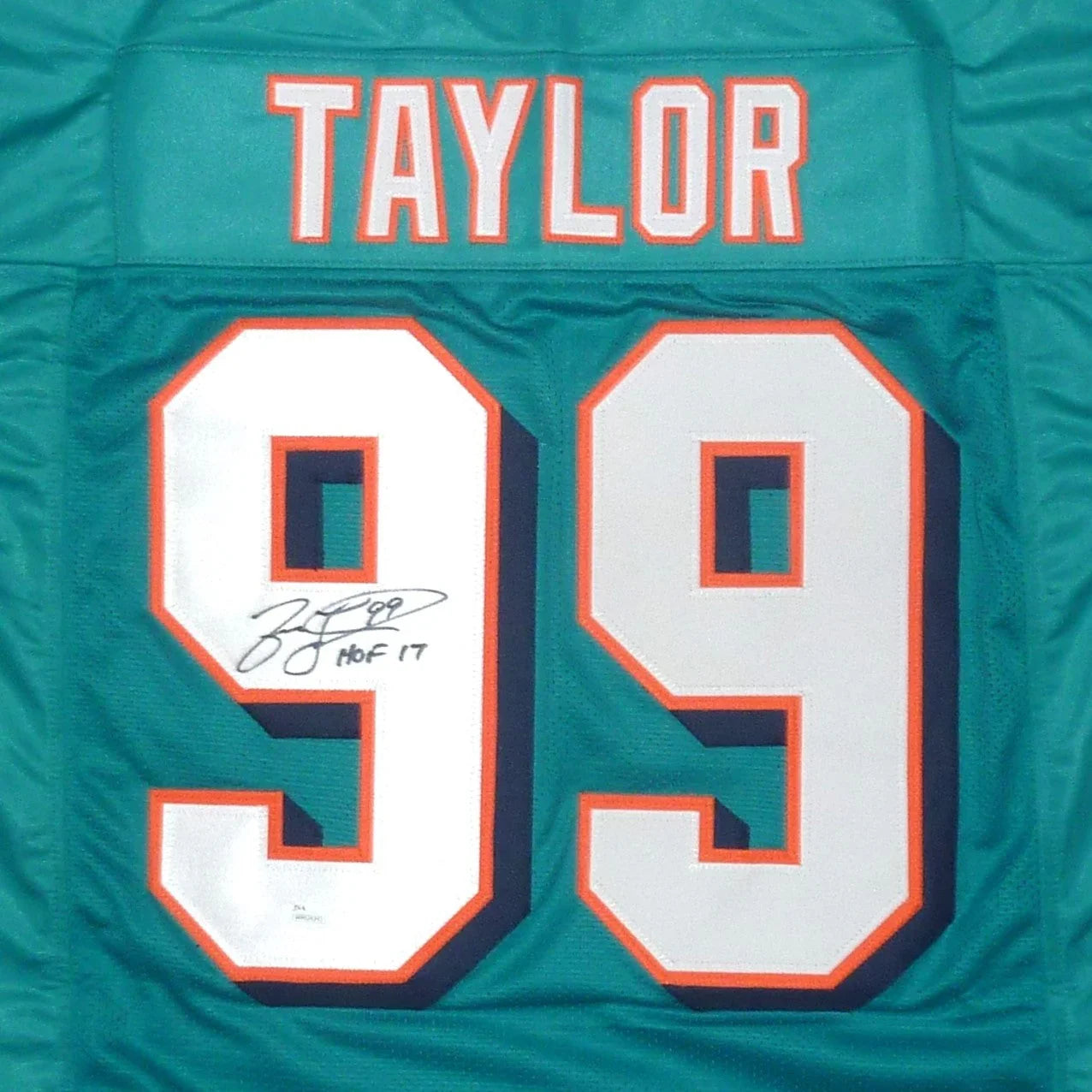 Jason Taylor Autographed Miami (Teal #99) Custom Jersey w/ "HOF 17" - JSA