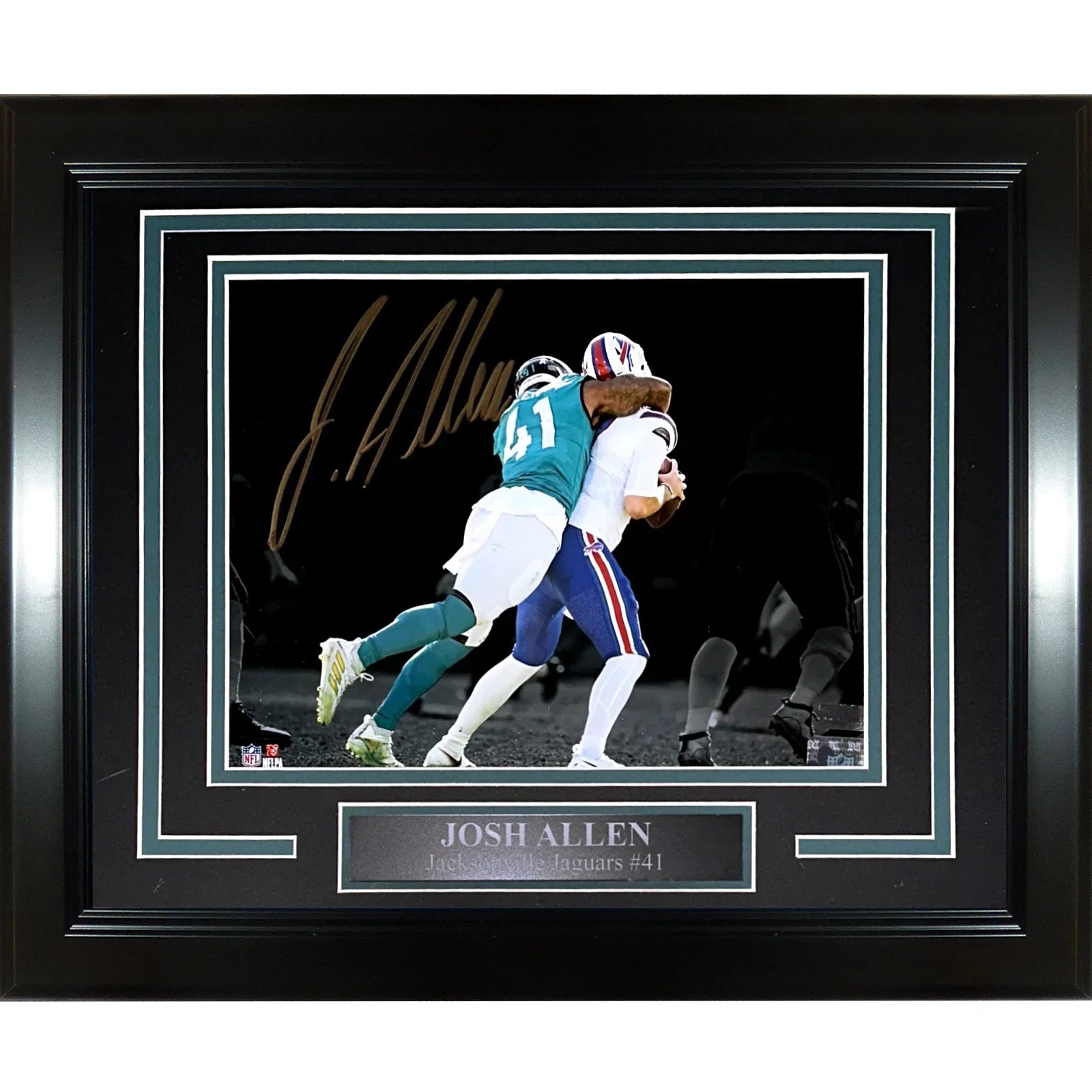 Josh Allen Autographed Jacksonville Jaguars (Spotlight Sack) Deluxe Framed 8x10 Photo
