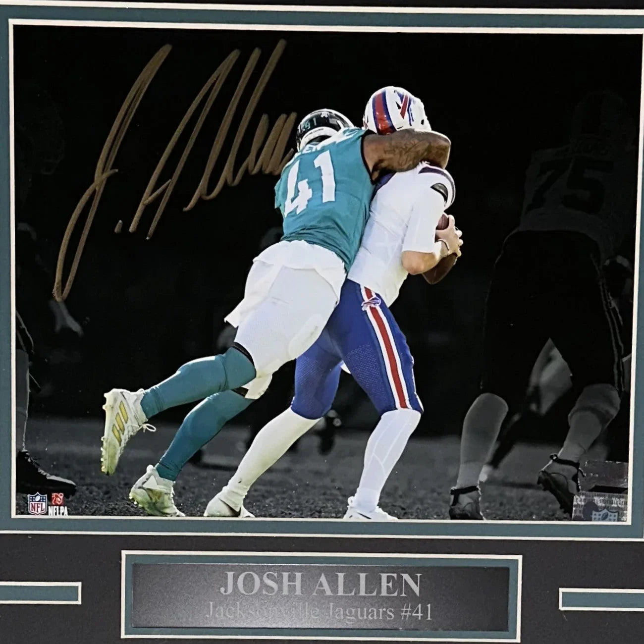 Josh Allen Autographed Jacksonville Jaguars (Spotlight Sack) Deluxe Framed 8x10 Photo