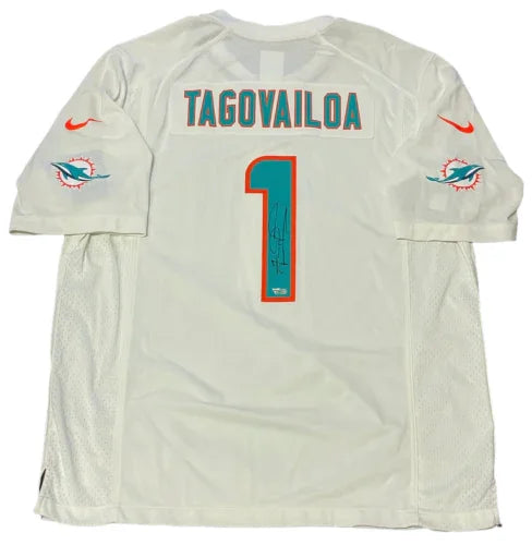 Tua Tagovailoa Autographed Miami Dolphins (White #1) Nike Jersey - Fanatics