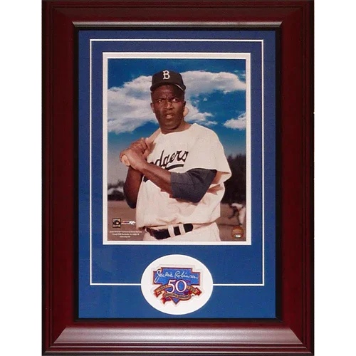Jackie Robinson Brooklyn Dodgers Deluxe Framed 11x14 Photo Frame with Commemorative Patch
