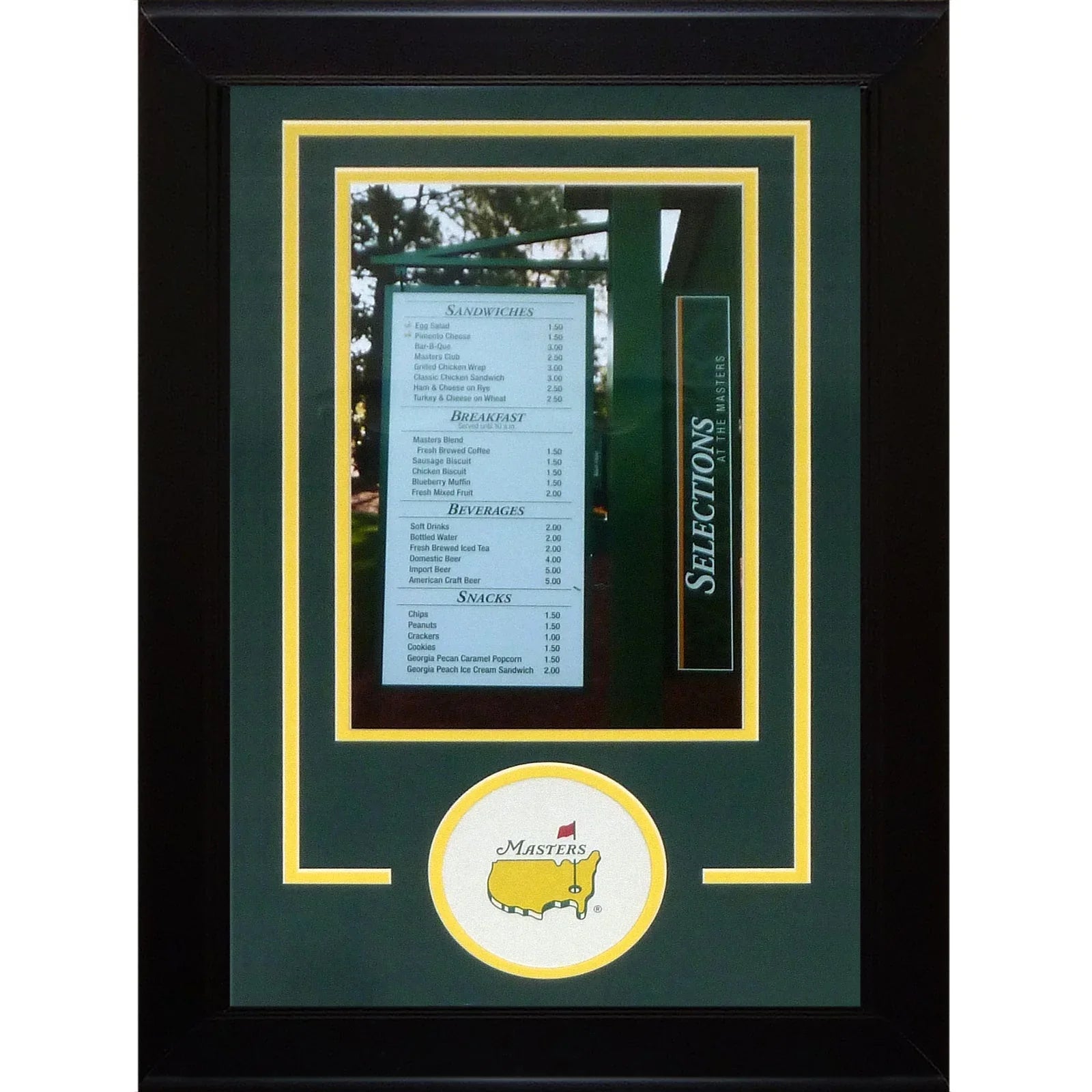Masters Concessions 8x12 Poster Deluxe Framed with Augusta National Coaster