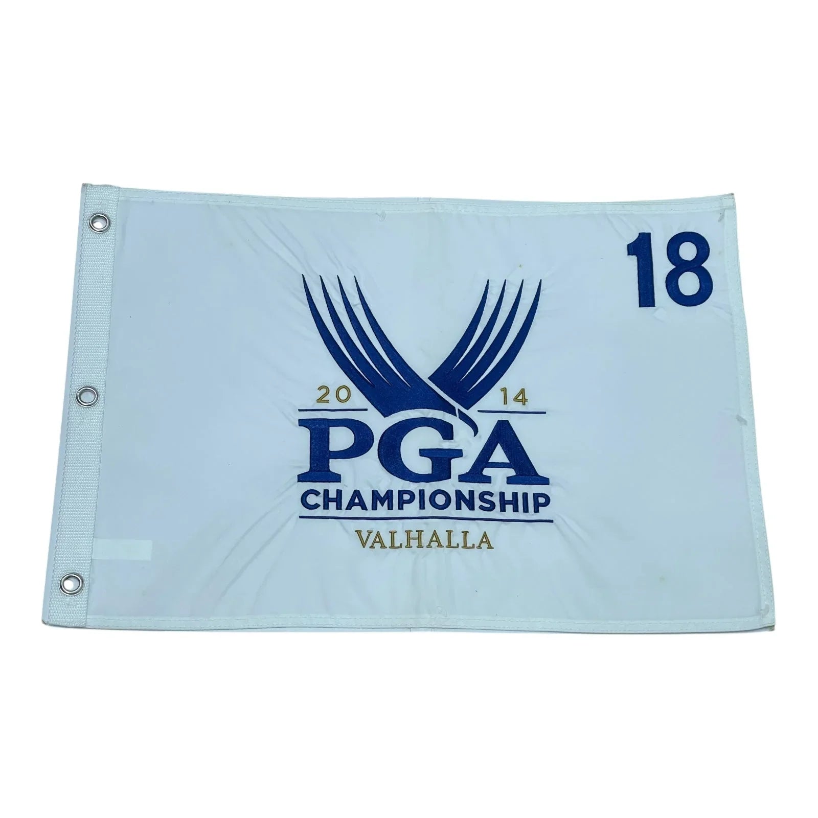 2014 PGA Championship Valhalla (White Embroidered) Unsigned Golf Pin Flag - Rory McIlroy Champion