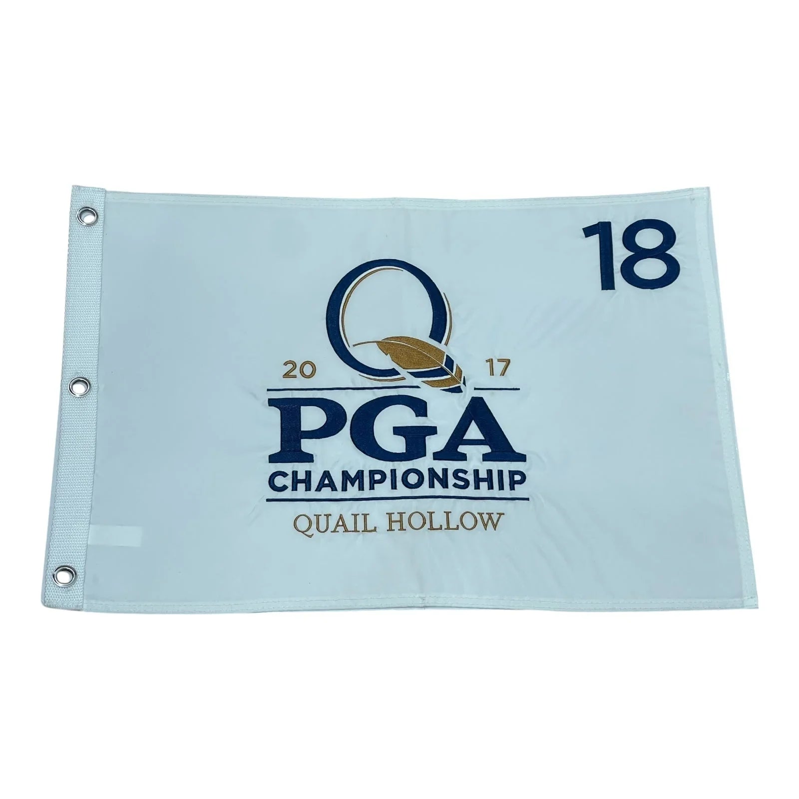 2017 PGA Championship Quail Hollow (White Embroidered) Unsigned Golf Pin Flag - Justin Thomas Champion