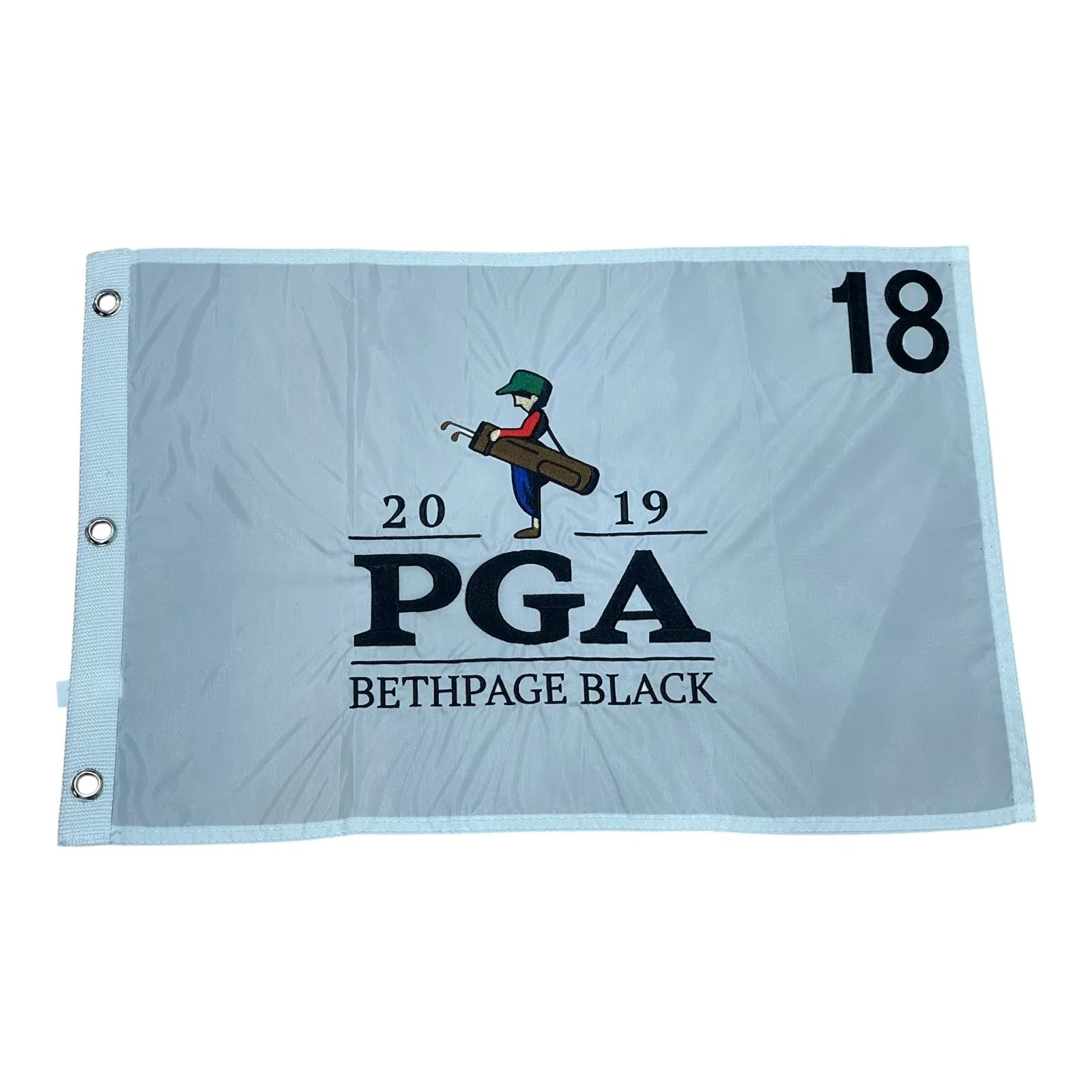 2019 PGA Championship Bethpage Black (White Embroidered) Unsigned Golf Pin Flag - Brooks Koepka Champion