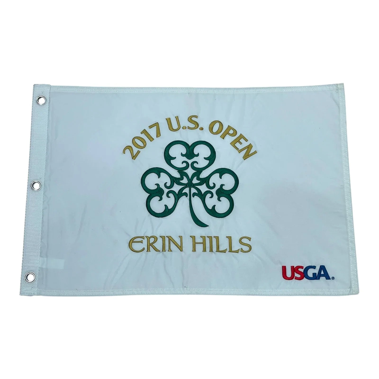 2017 U.S. Open Erin Hills (White Embroidered) Unsigned Golf Pin Flag - Brooks Koepka Champion