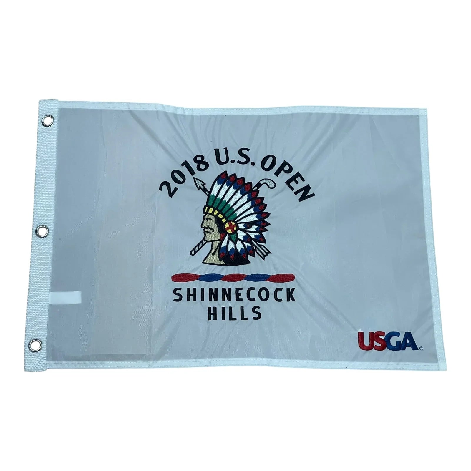 2018 U.S. Open Shinnecock Hills (White Embroidered) Unsigned Golf Pin Flag - Brooks Koepka Champion