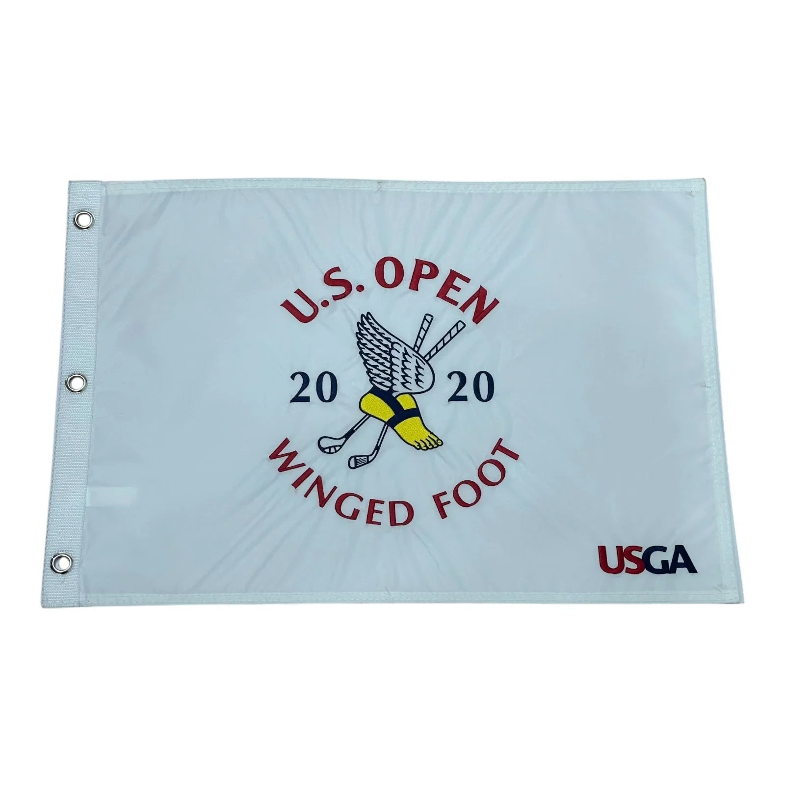 2020 U.S. Open Winged Foot (White Embroidered) Unsigned Golf Pin Flag - Bryson DeChambeau Champion