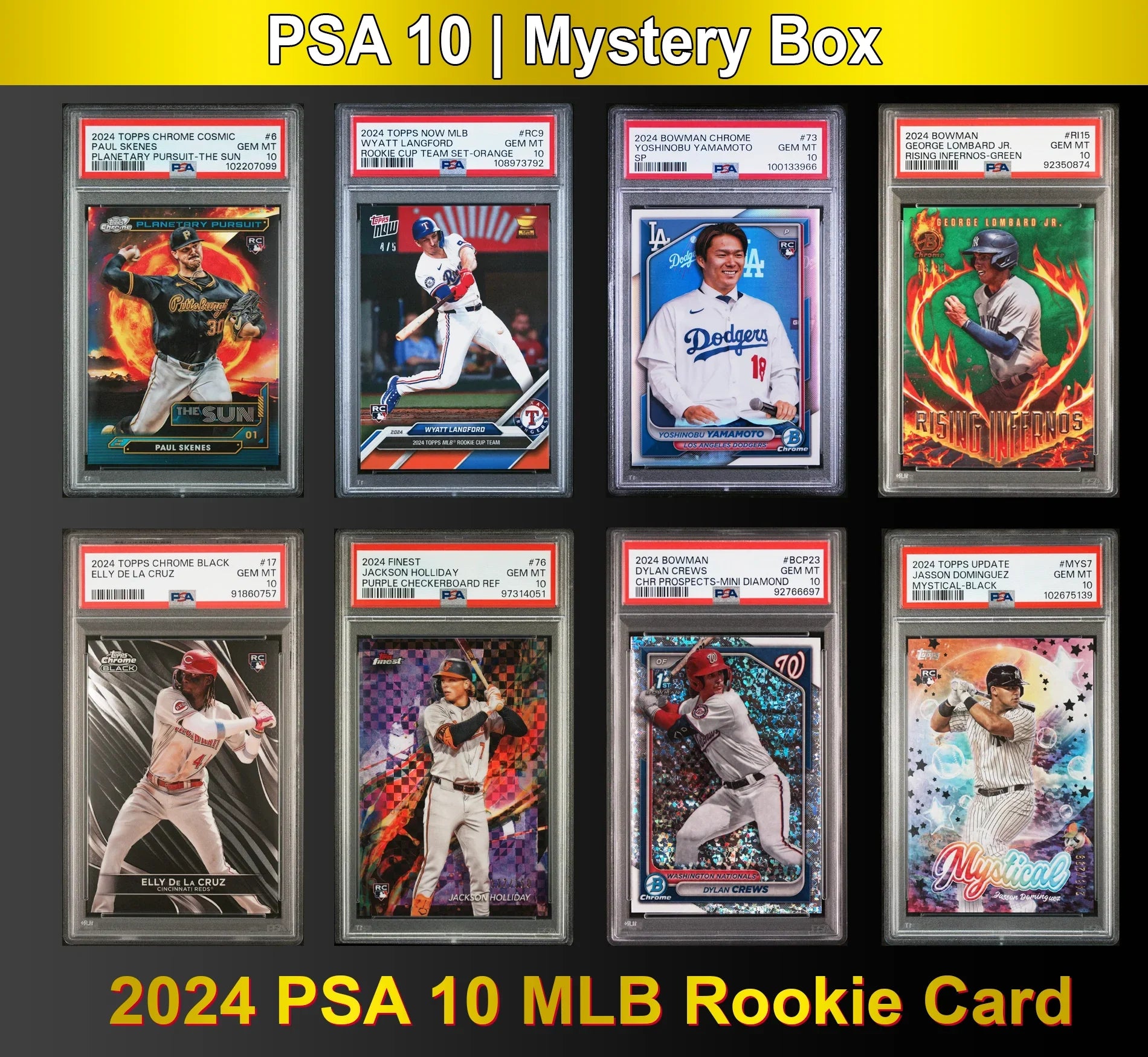 PSA 10 Graded 2024 MLB Baseball Rookie Card Mystery Box (Skenes, Elly, Holiday & More!)