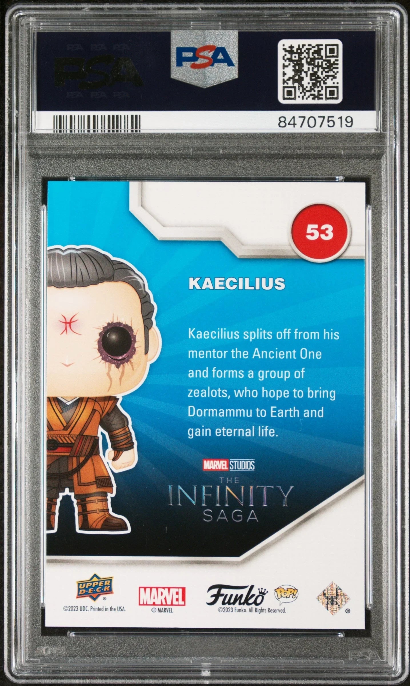 2023 UPPER DECK FUNKO POP MARVEL KAECILIUS PLATINUM #53 PSA 10