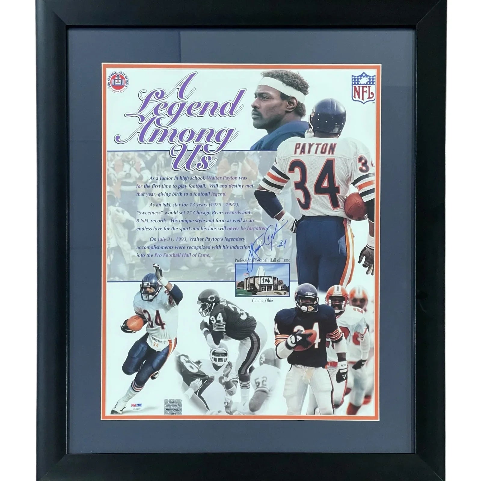 Walter Payton Autographed Chicago Bears "A Legend Among Us" Deluxe Framed 16x20 Photo - PSADNA