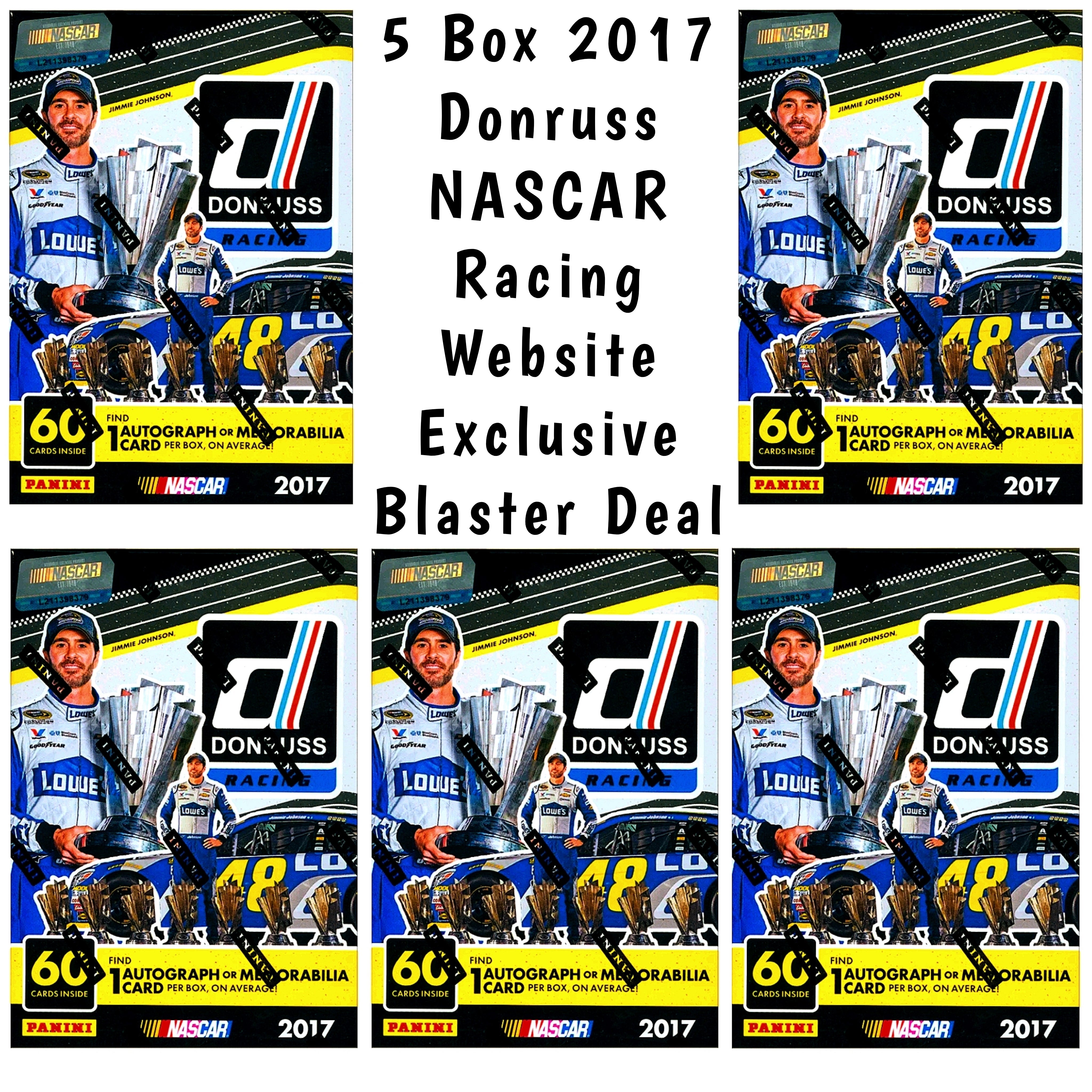5 Box 2017 Donruss NASCAR Racing Blaster "Website Exclusive Deal"