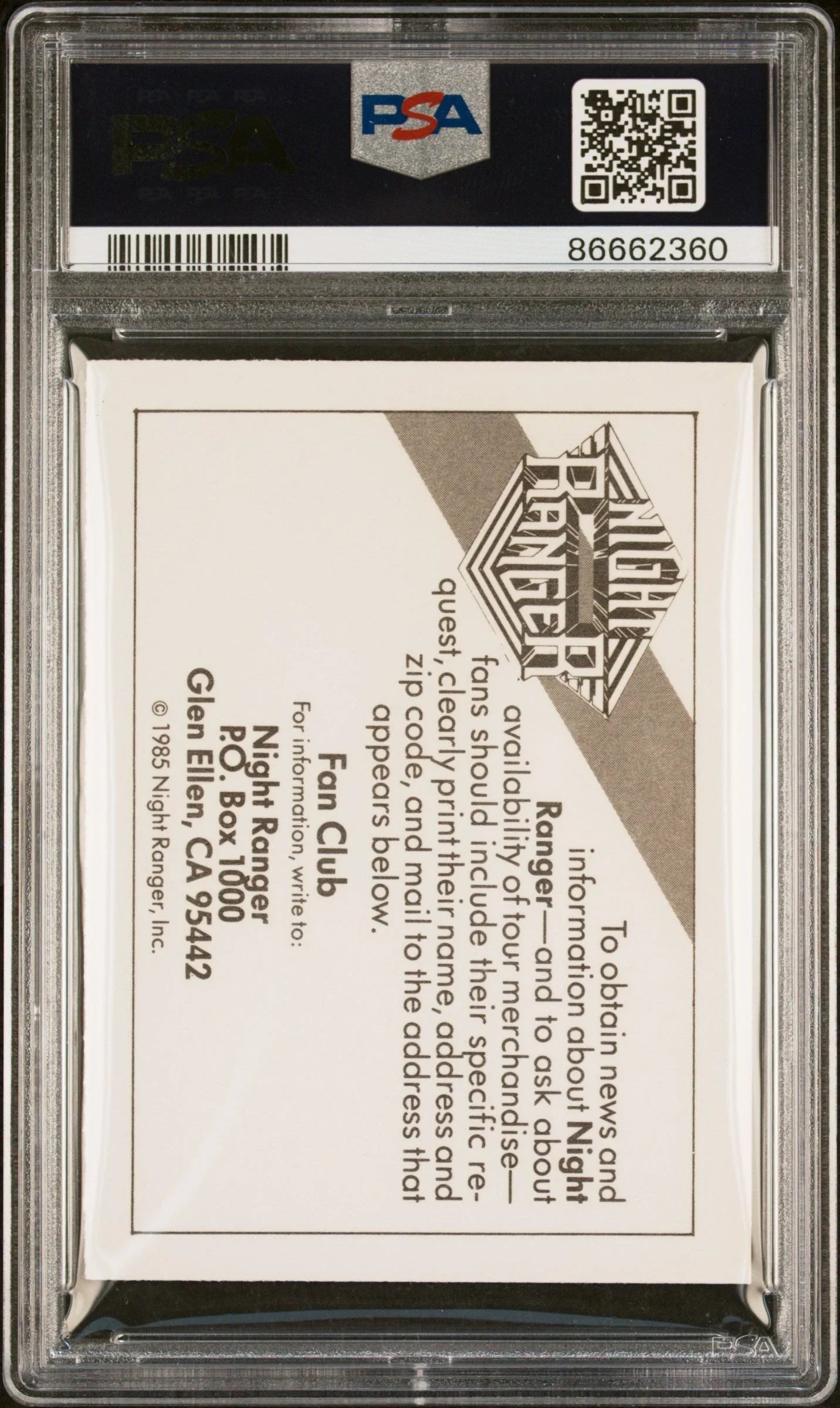 1985 WONDER BREAD ROCK STARS NIGHT RANGER ROCK STARS # - PSA 10
