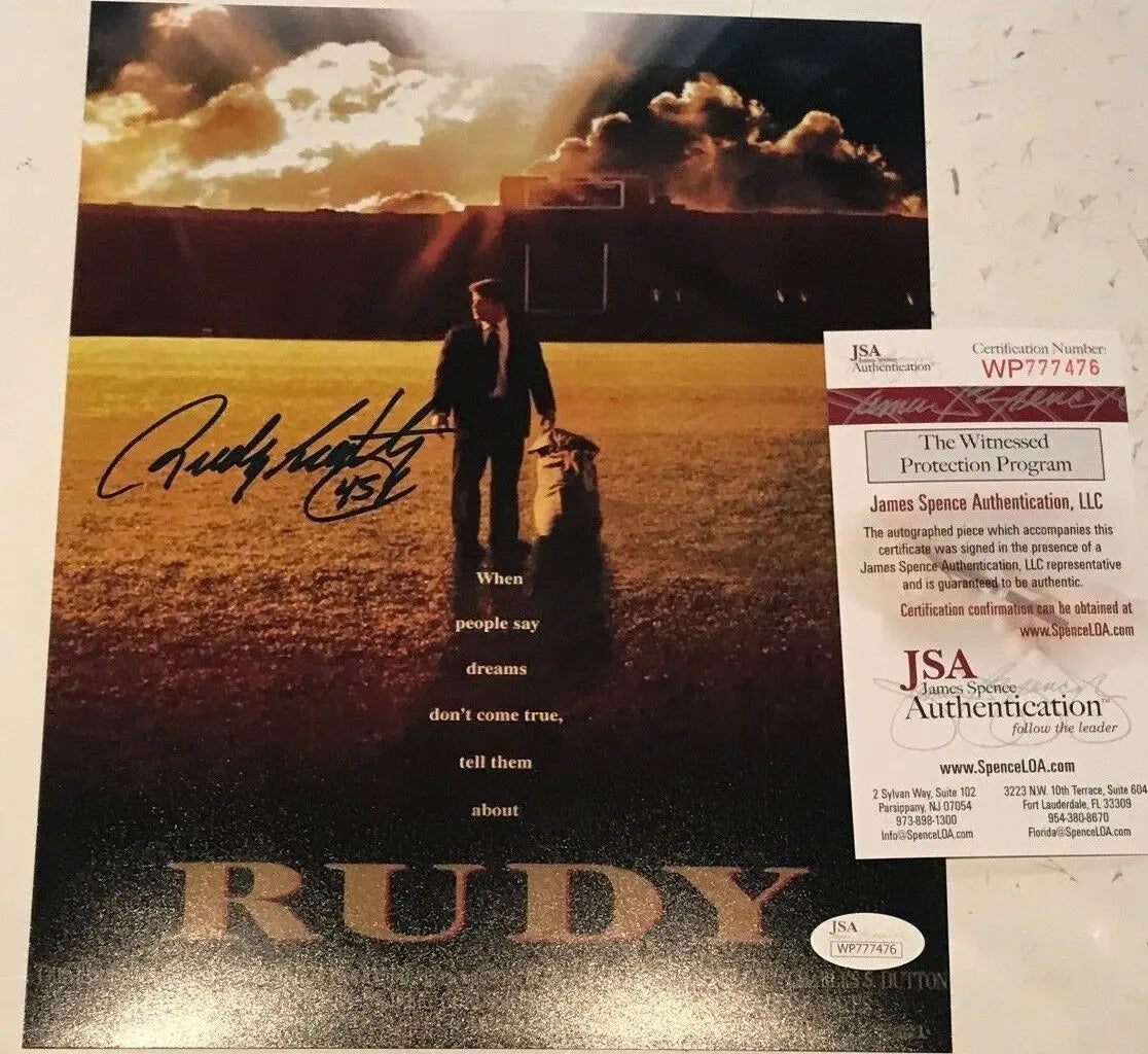 Rudy Ruettiger Autographed Signed Notre Dame 8X10 Photo Jsa Coa