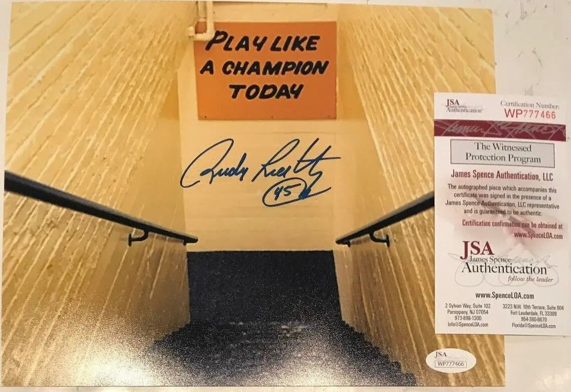 Rudy Ruettiger Autographed Signed Notre Dame 8X10 Photo Jsa Coa