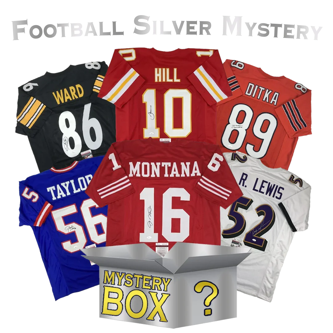 Autographed/Signed Football SILVER Series 1 Jersey Mystery Box with PSA JSA or Beckett COA