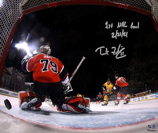 Trent Frederic First NHL Goal Boston Bruins Autographed 11" x 14" Hockey Photo with Inscription