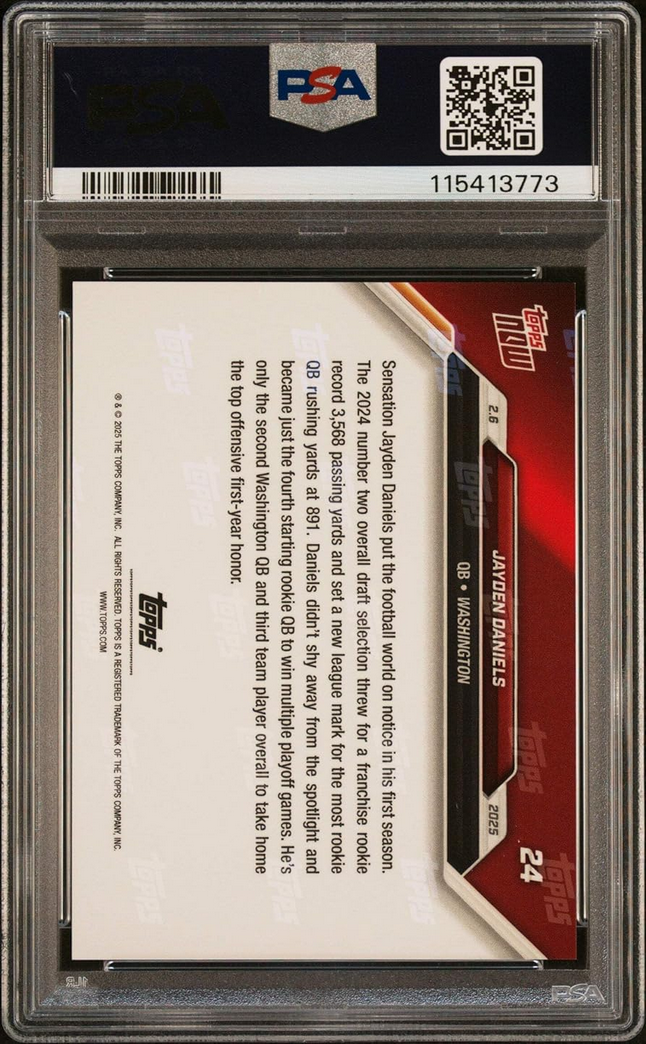 Graded 2024 Topps Now Jayden Daniels #24 Rookie RC Football Card PSA 10 Gem Mint