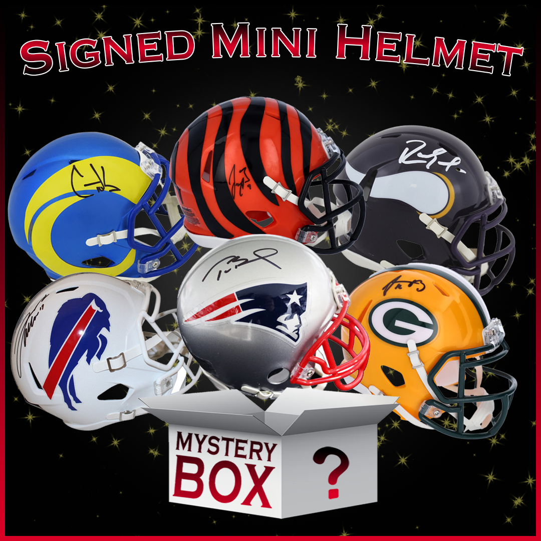 Autographed/Signed Football Mini Helmet Mystery Box with PSA JSA or Beckett COA