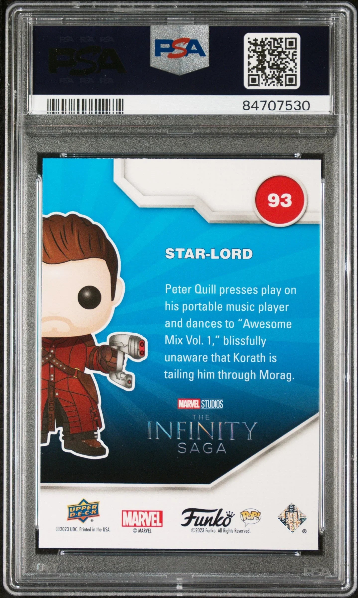 2023 UPPER DECK FUNKO POP MARVEL STARLORD FACSIMILE SIGNATURE #93 PSA 8