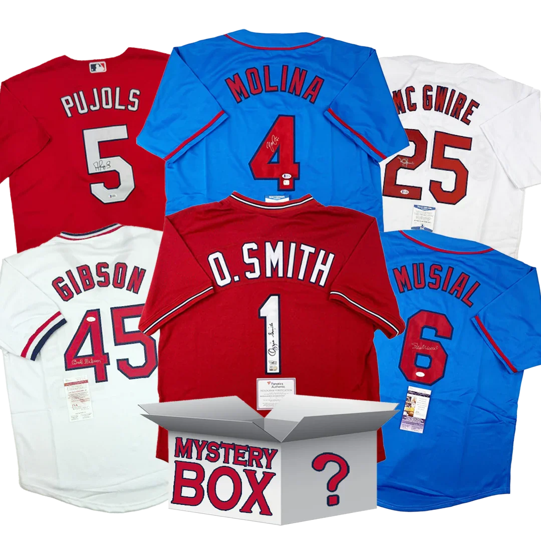 Autographed/Signed St. Louis Baseball Jersey Mystery Box with PSA JSA or Beckett COA